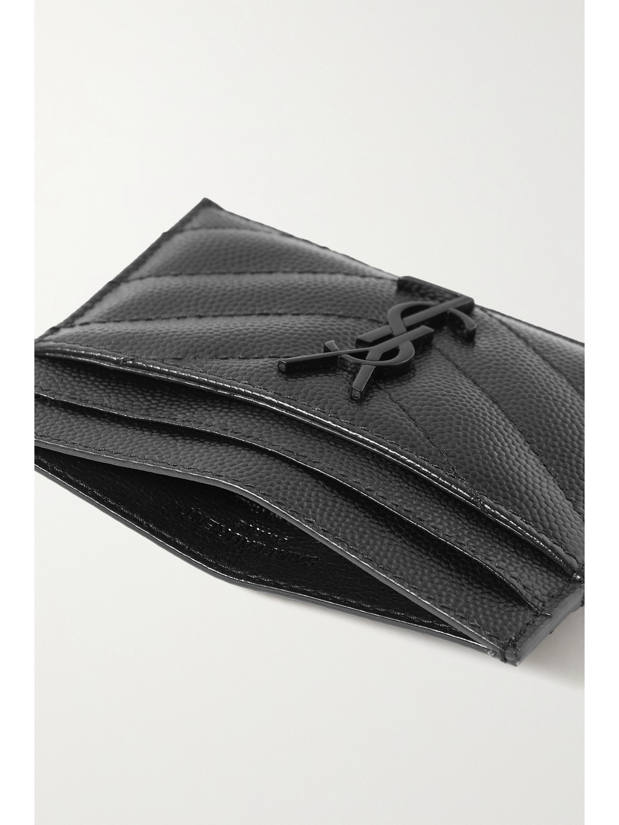 Saint Laurent Monogramme Quilted Textured-leather Cardholder In Black