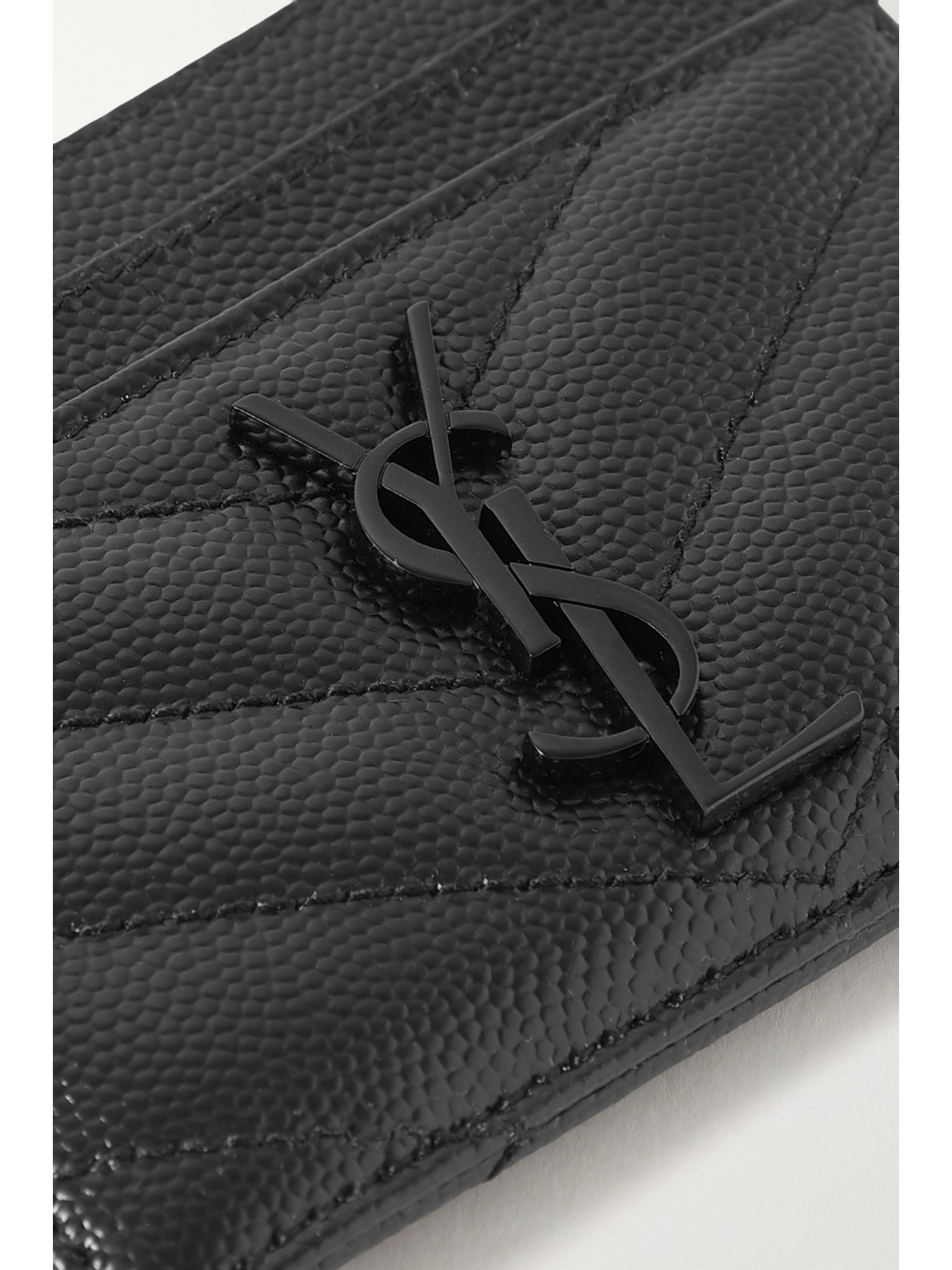 Saint Laurent Monogramme Quilted Textured-leather Cardholder In Black