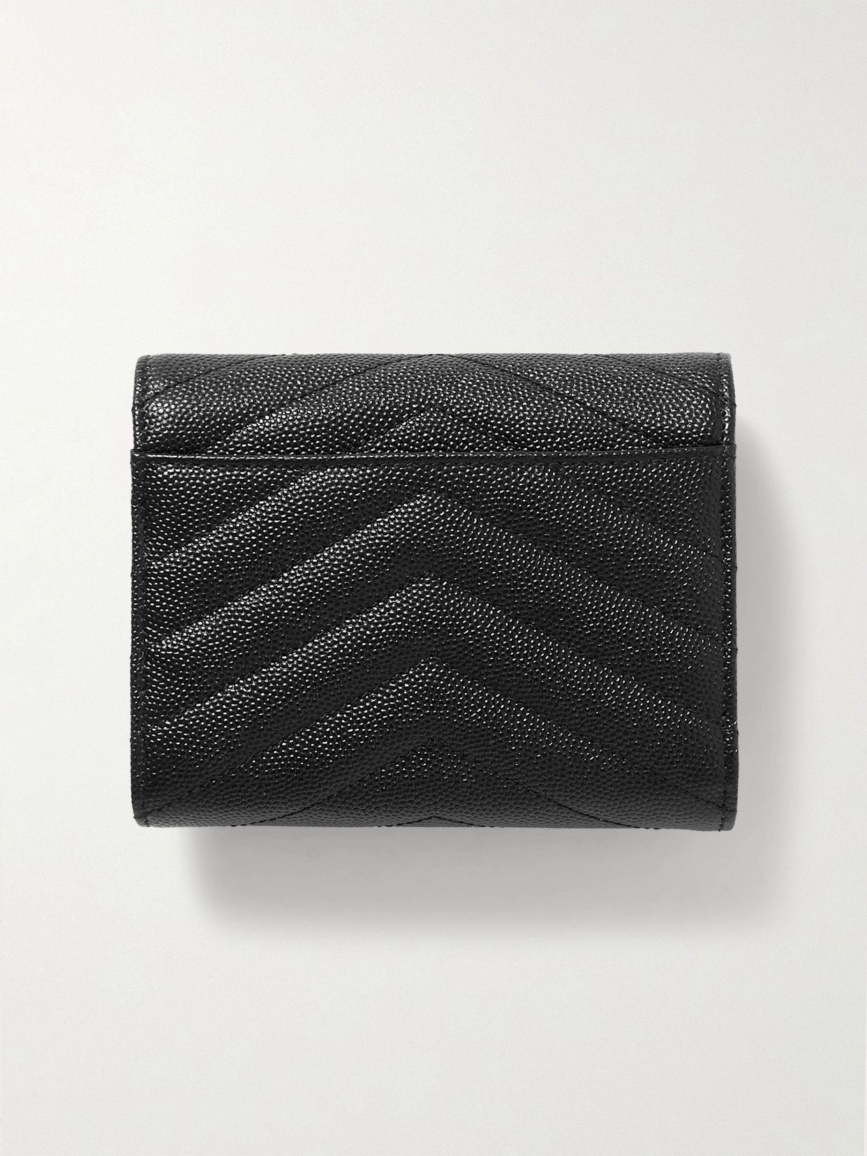 Shop Saint Laurent Monogramme Quilted Textured-leather Wallet In Black