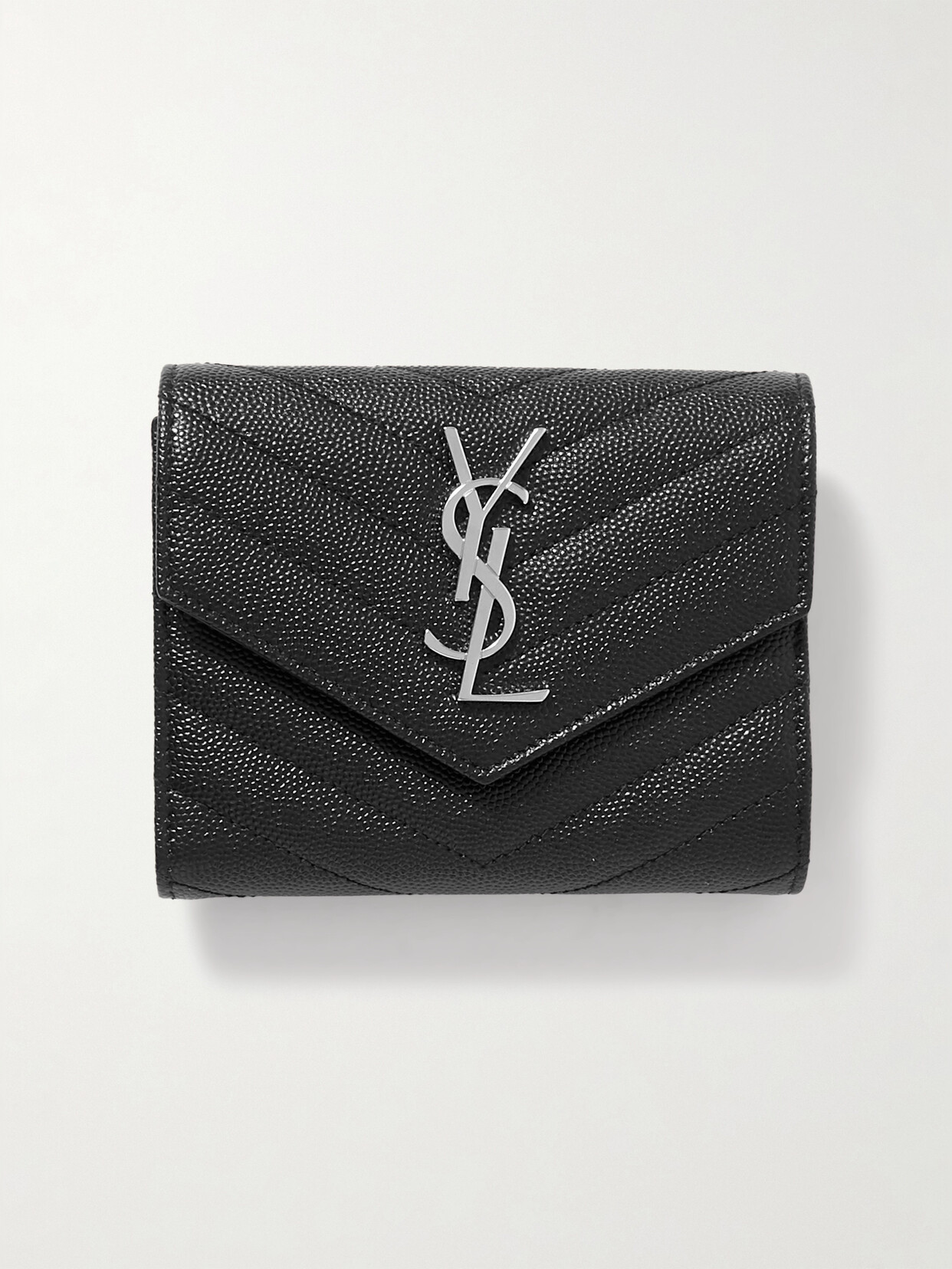 Saint Laurent Monogramme Quilted Textured-leather Wallet In Black