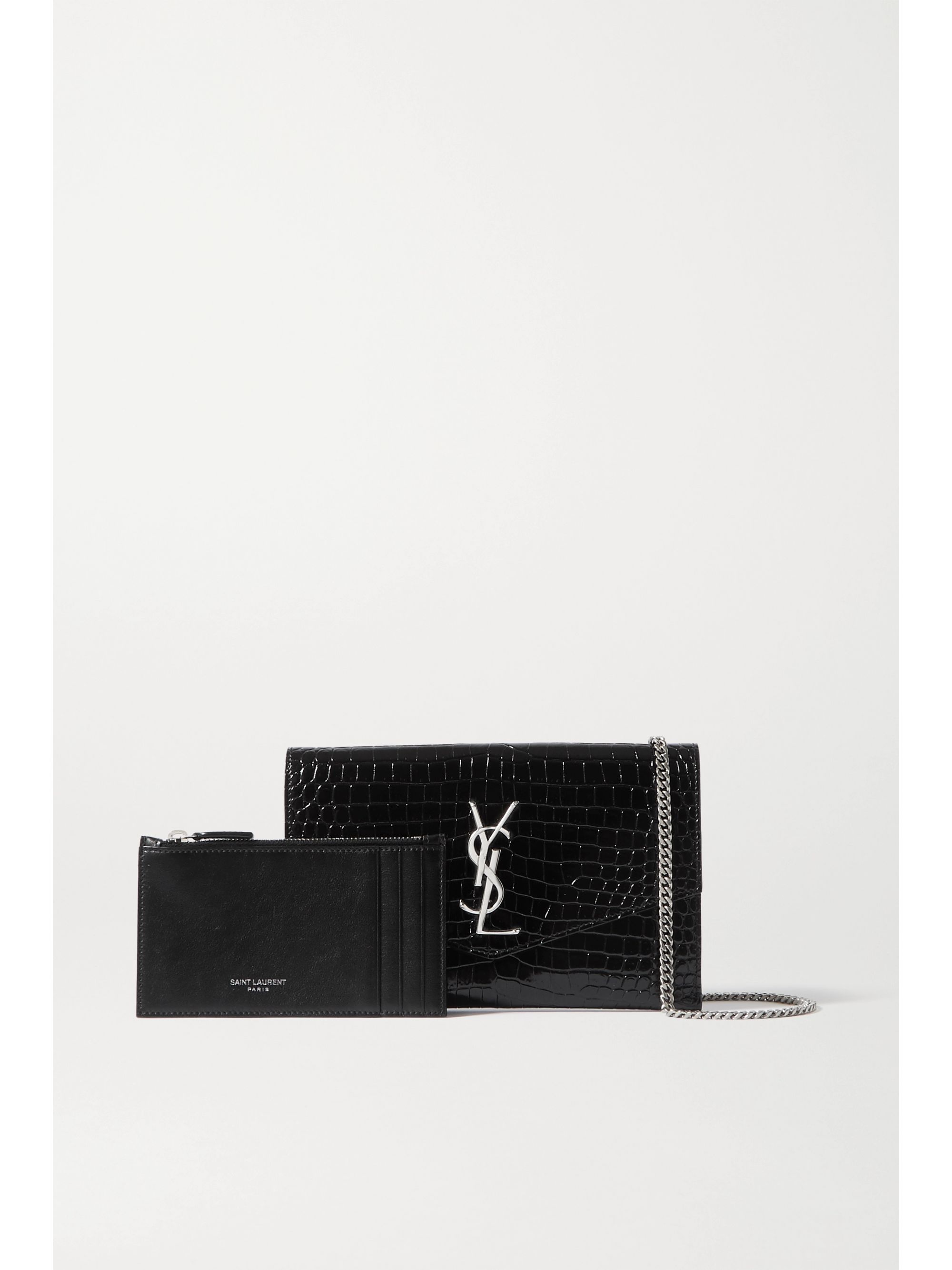 Black Uptown croceffect leather shoulder bag SAINT LAURENT NETA