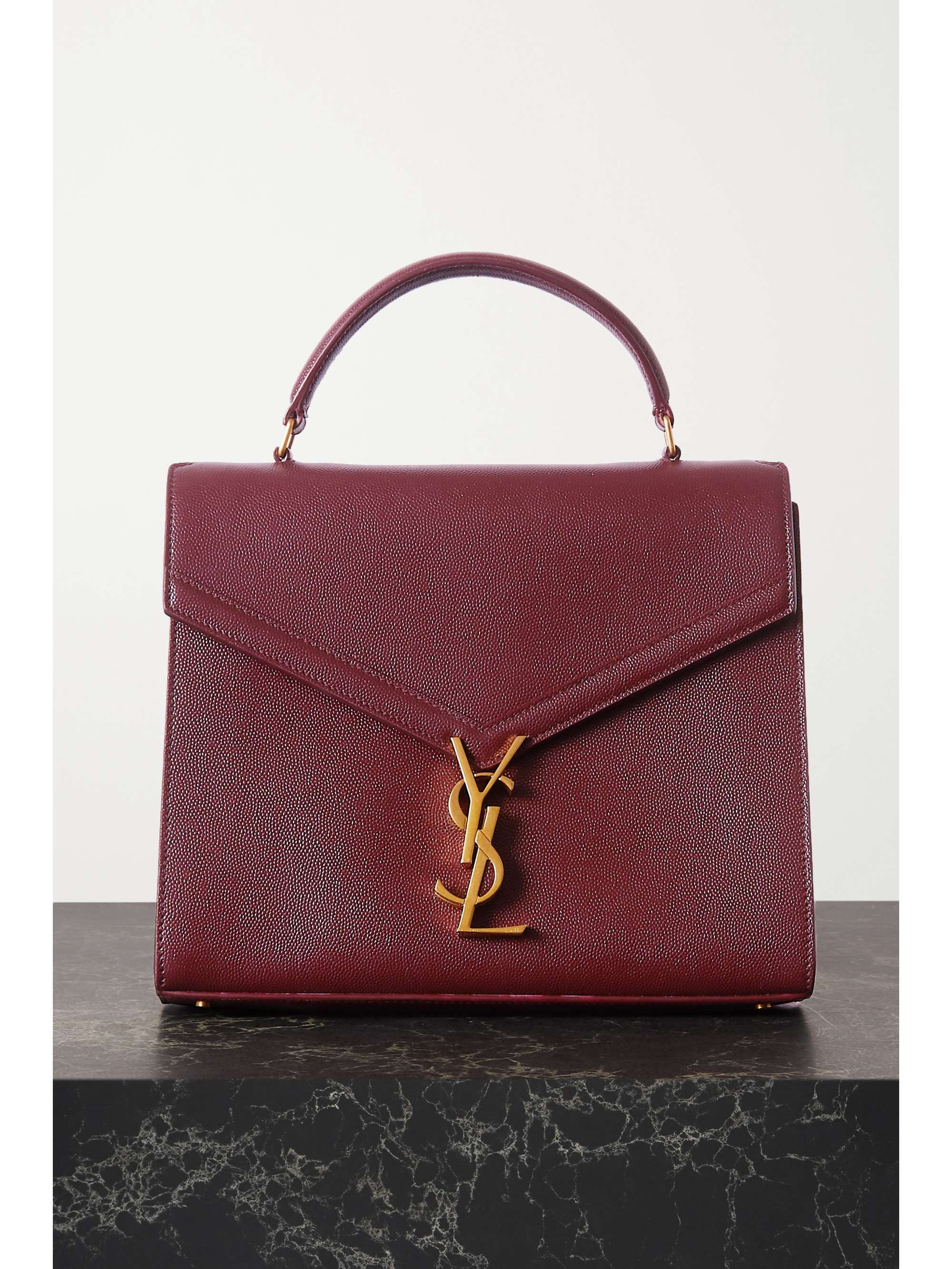 Bordeaux Sac à main en cuir texturé Cassandra Medium | NET-A-PORTER | SAINT  LAURENT | NET-A-PORTER
