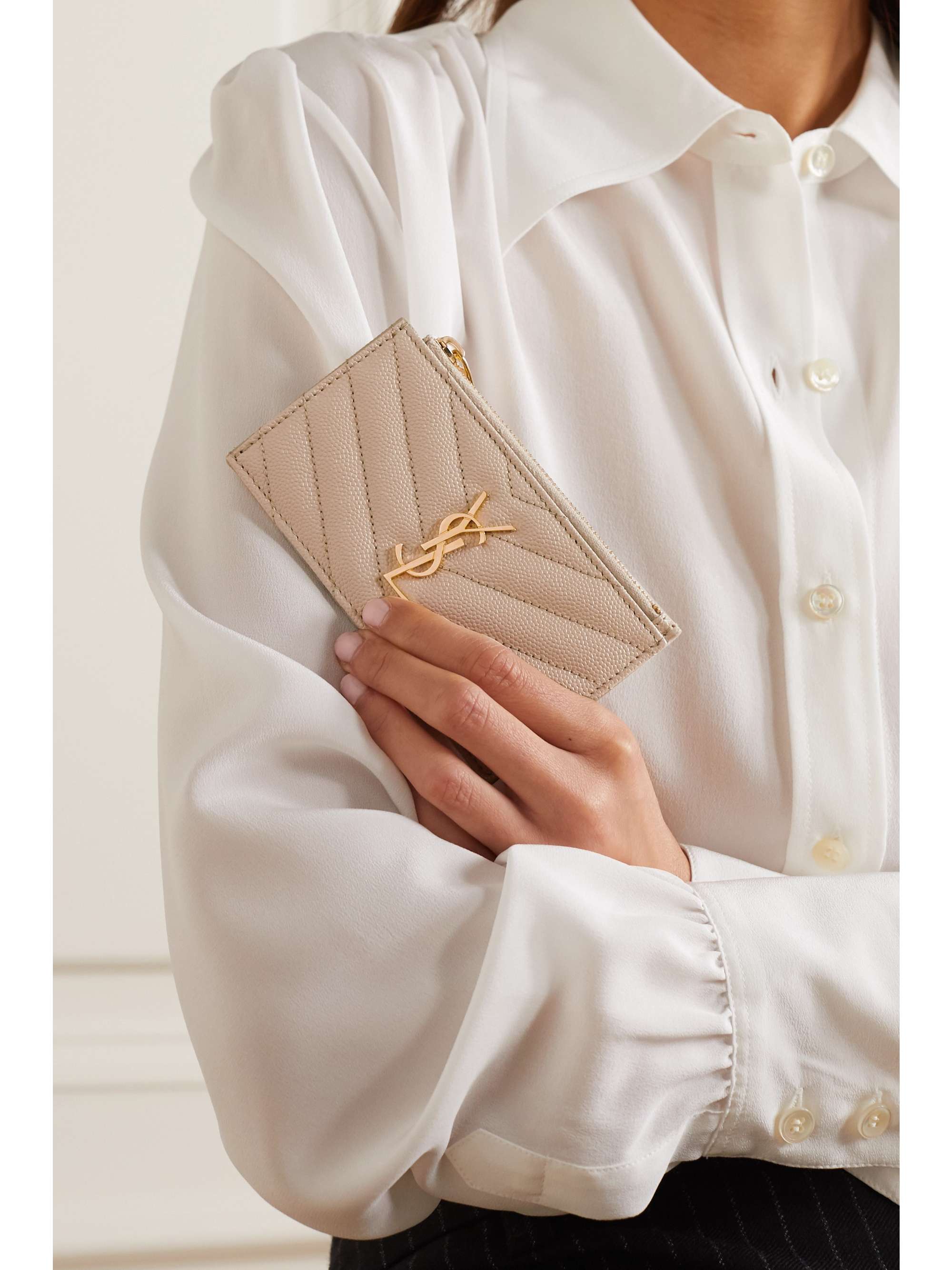 Monogram Small Leather Wallet in Beige - Saint Laurent