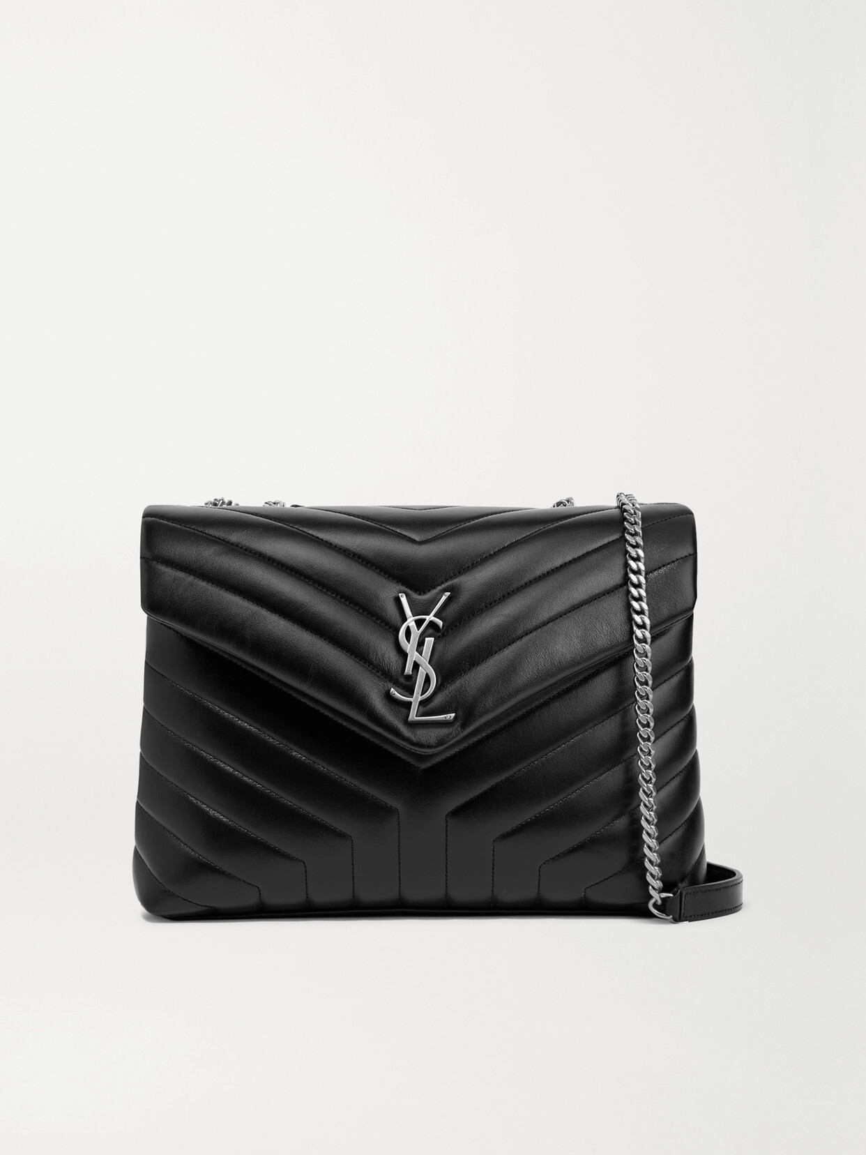 Saint Laurent Loulou Medium Quilted Leather Shoulder Bag In Black