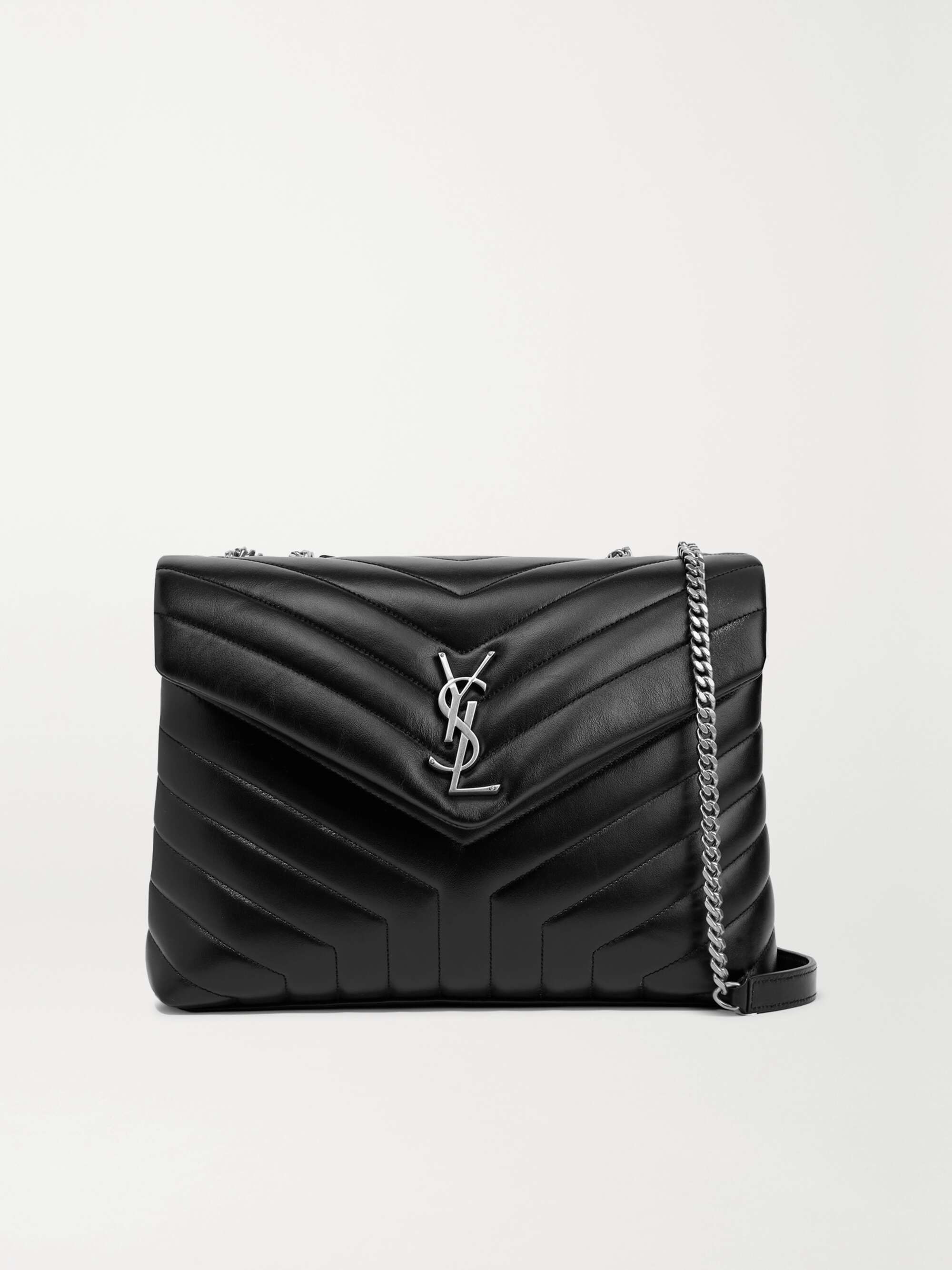 Saint Laurent Loulou Small Leather Shoulder Bag, Shoulder Bag, Grey - Dark Grey