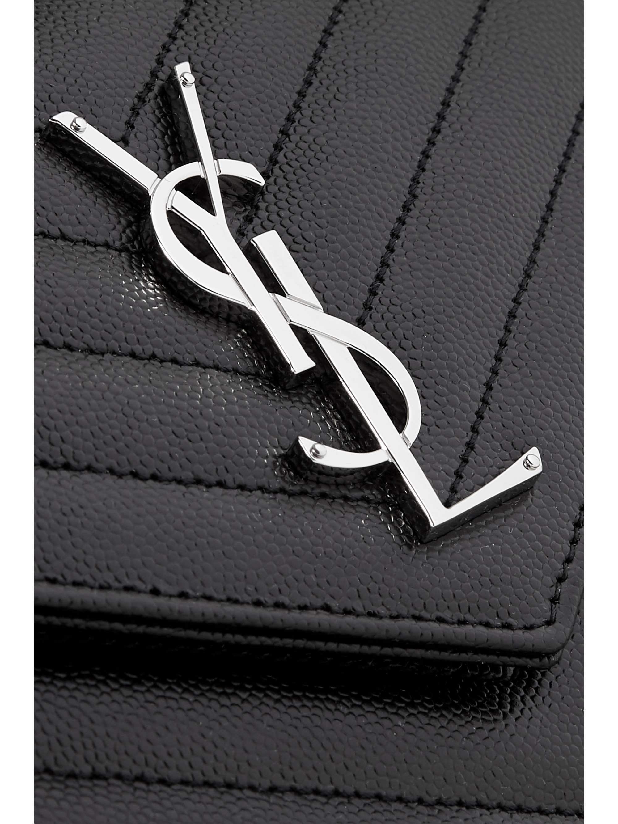 SAINT LAURENT Monogramme mini quilted textured-leather shoulder bag