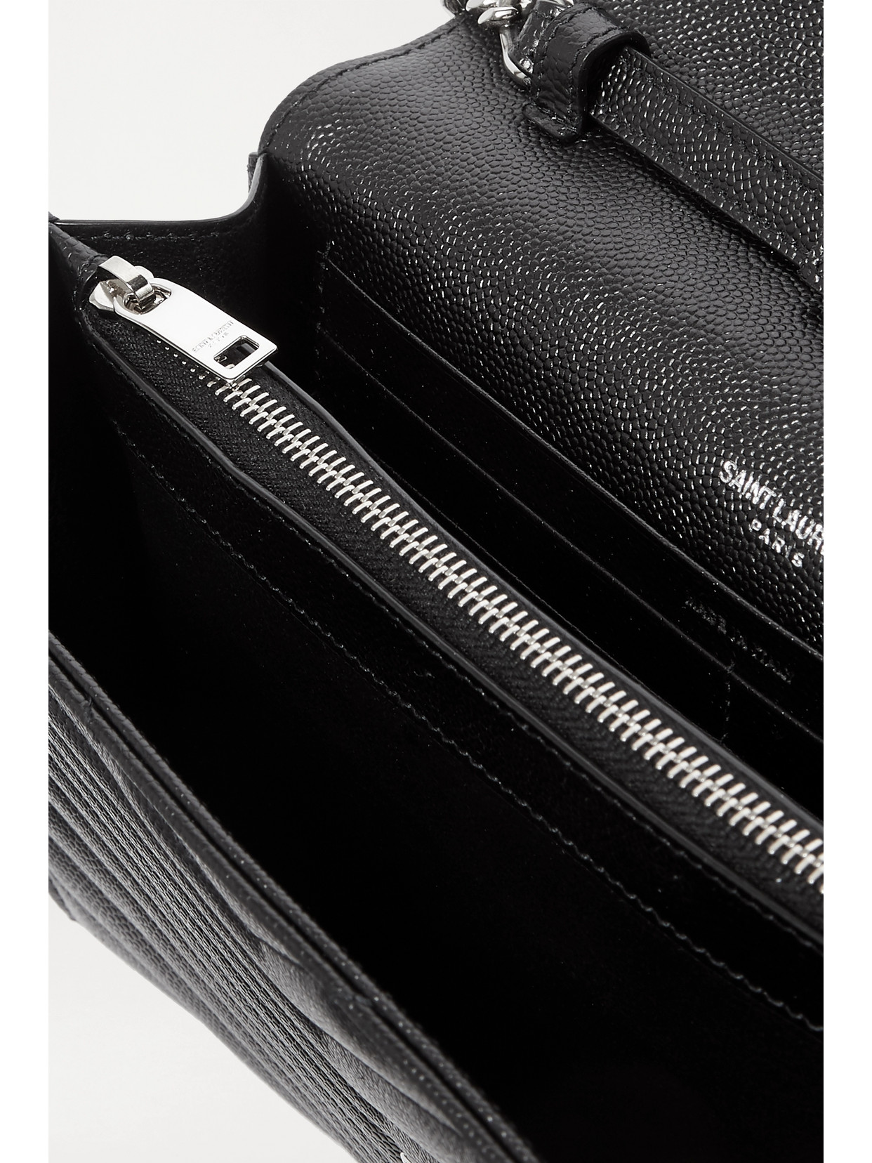 Saint Laurent Monogramme Mini Quilted Textured-leather Shoulder Bag In Black