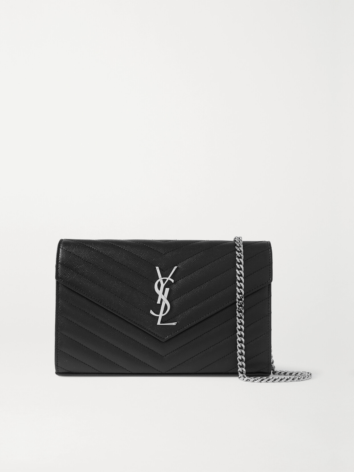 Saint Laurent Monogramme Mini Quilted Textured-leather Shoulder Bag In Black