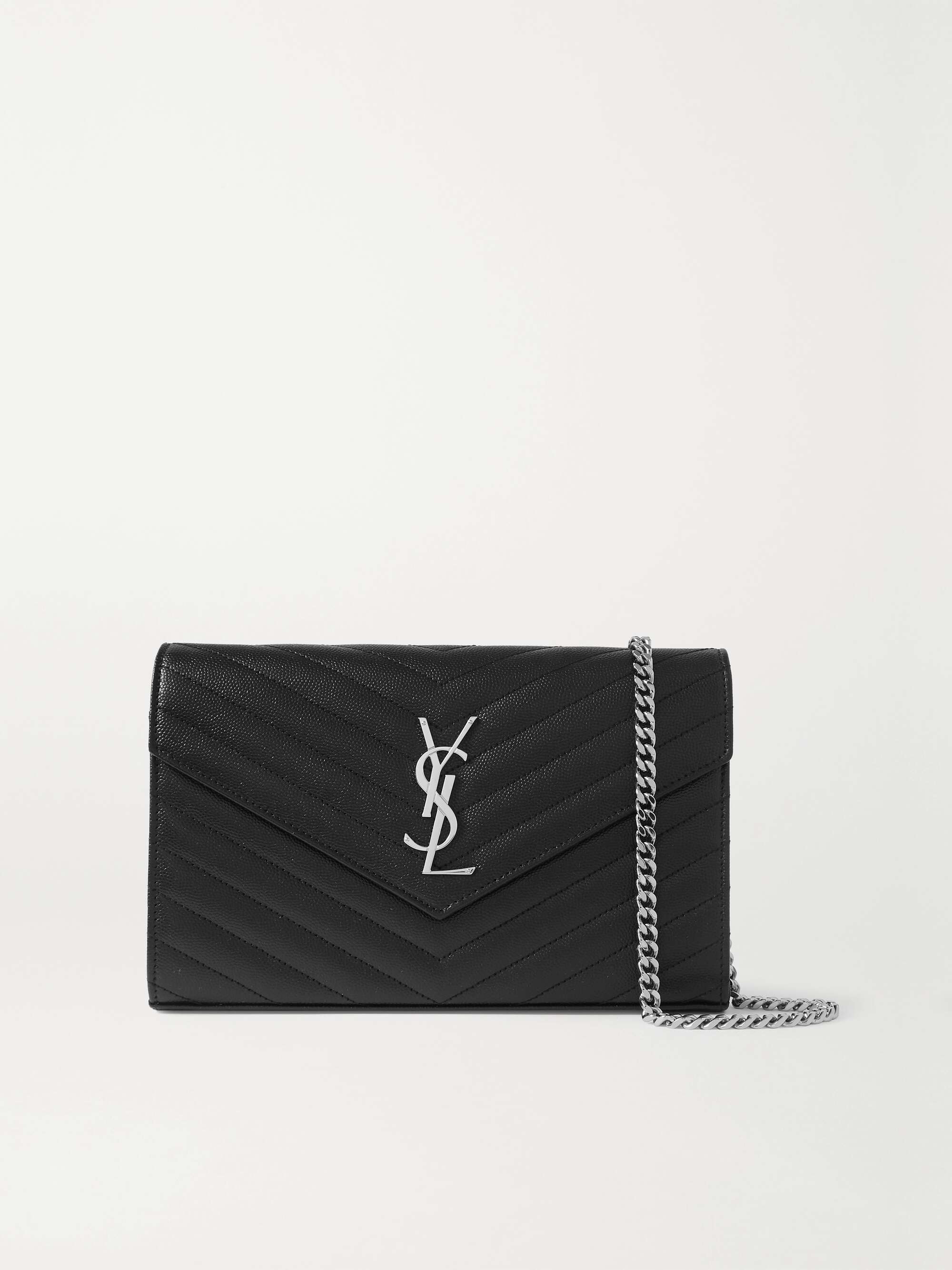 Saint Laurent Cassandre Quilted Textured-leather Wallet - Black - One Size