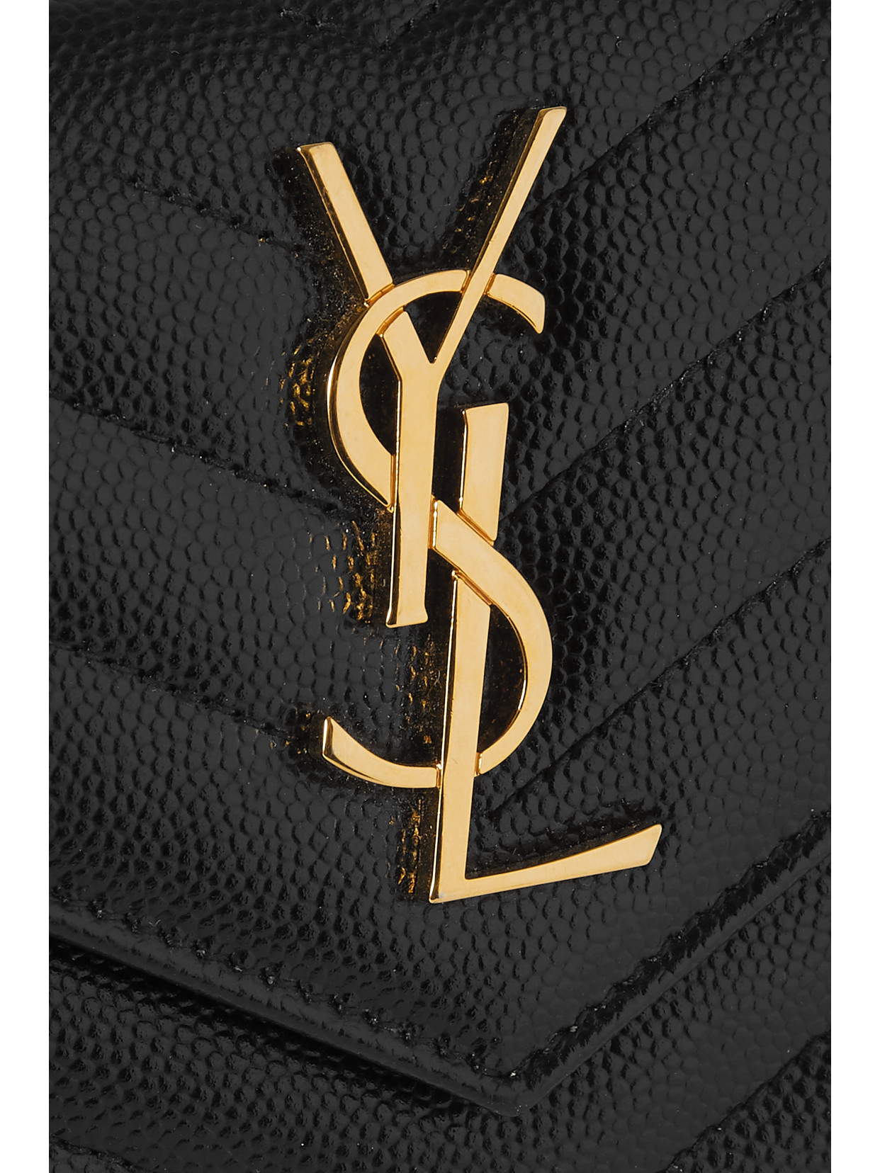 Shop Saint Laurent Monogramme Quilted Textured-leather Wallet In Black