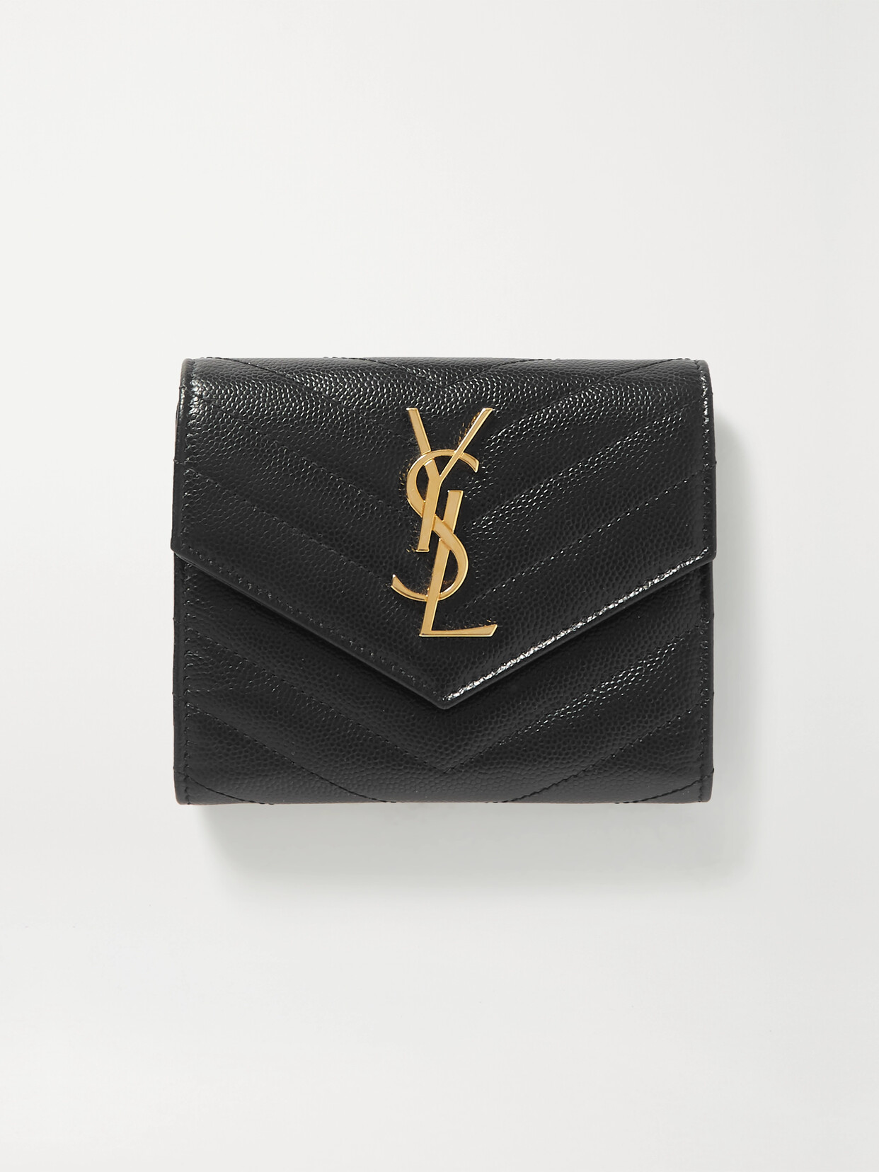 Shop Saint Laurent Monogramme Quilted Textured-leather Wallet In Black