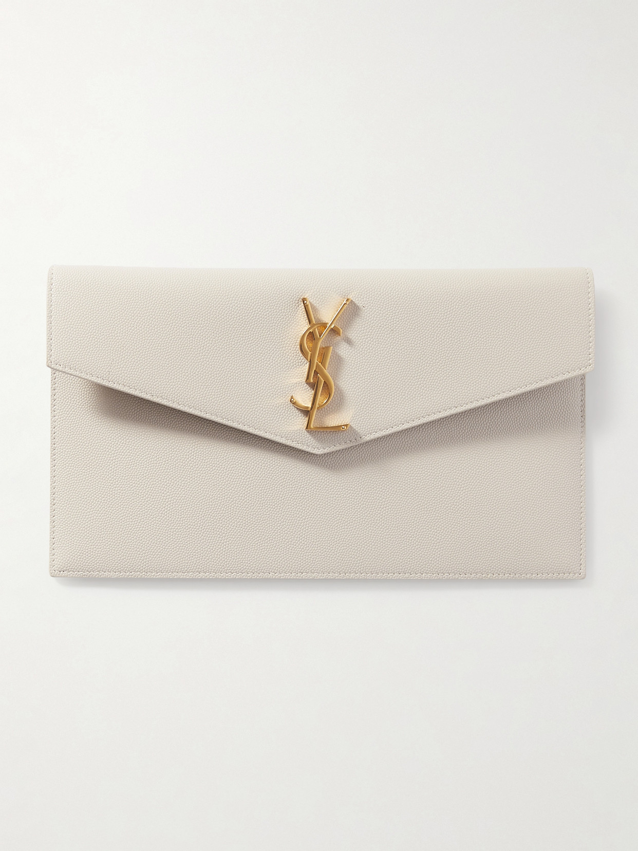 SAINT LAURENT - Uptown Textured-leather Pouch - Off-white