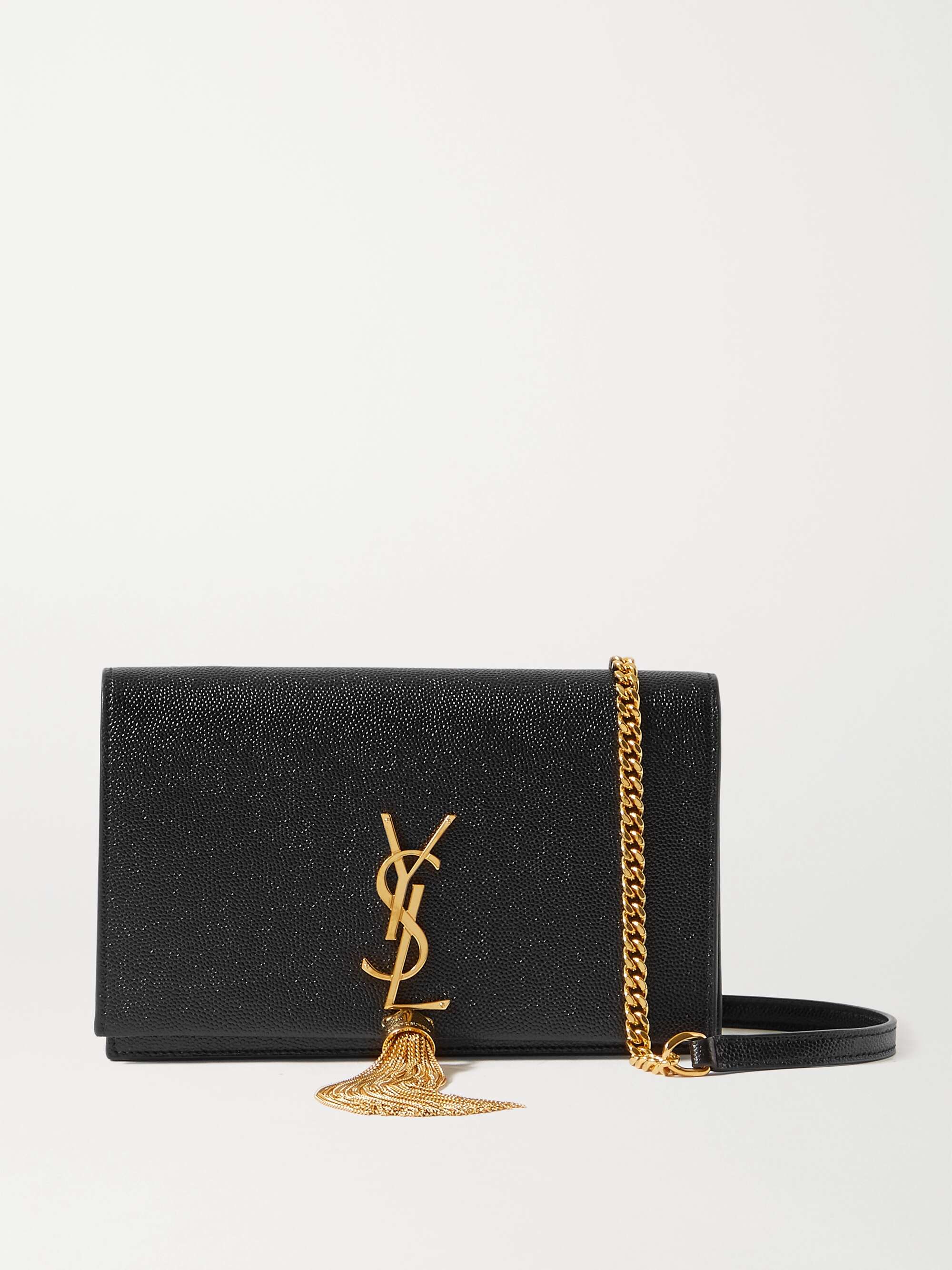 Saint Laurent - YSL Kate Black Textured Leather Gold Tassel Bag