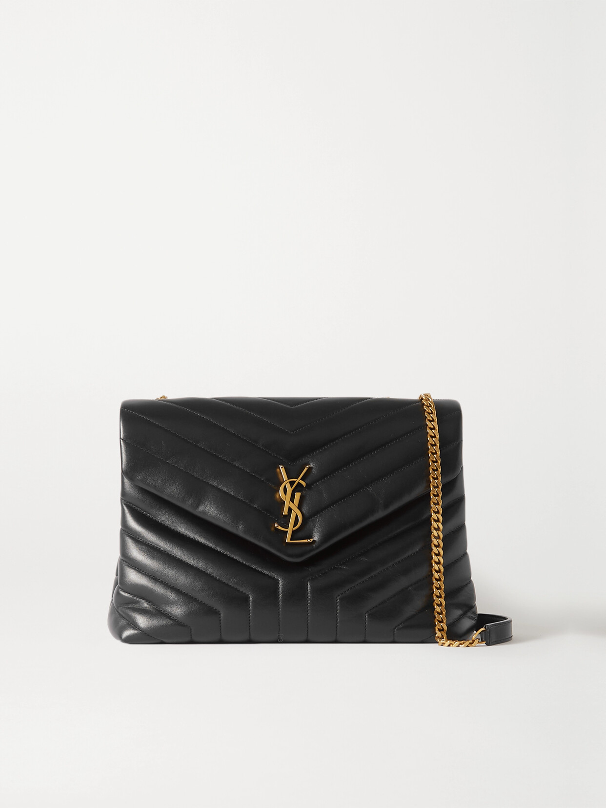 Saint Laurent Loulou Medium Quilted Leather Shoulder Bag In Black