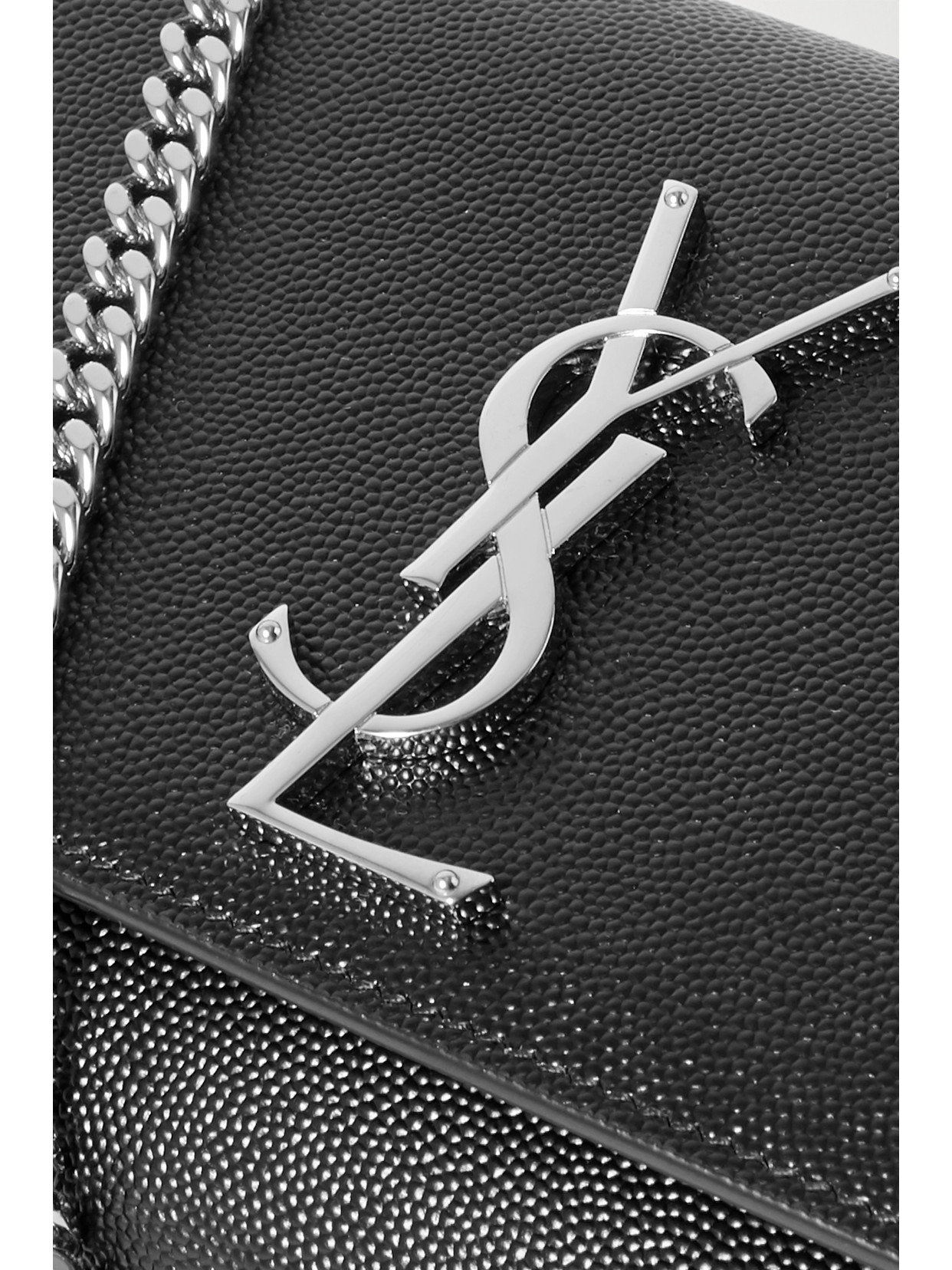Saint Laurent Kate Small Textured-leather Shoulder Bag In Black