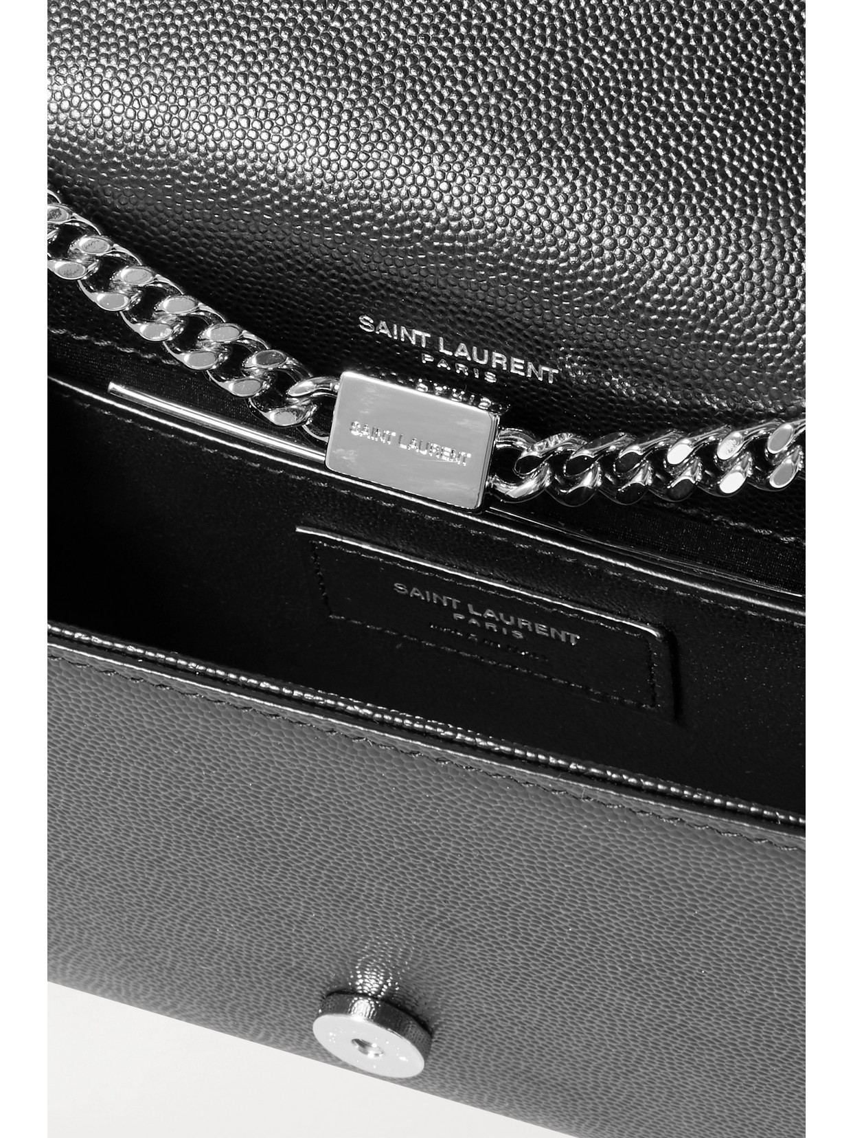 Saint Laurent Kate Small Textured-leather Shoulder Bag In Black