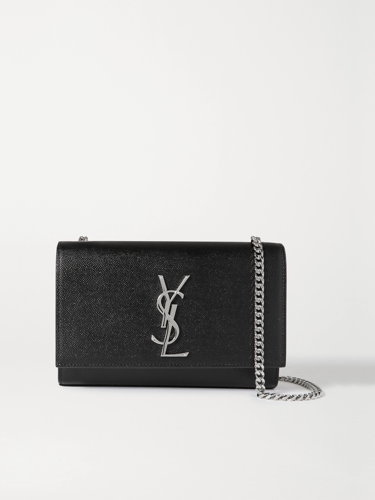 Saint Laurent Kate Small Textured-leather Shoulder Bag In Black