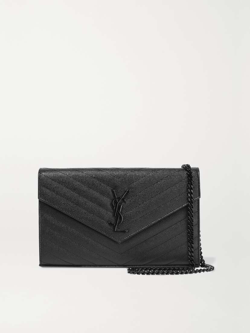Saint Laurent Cassandre Matelassé Textured-leather Chain Wallet