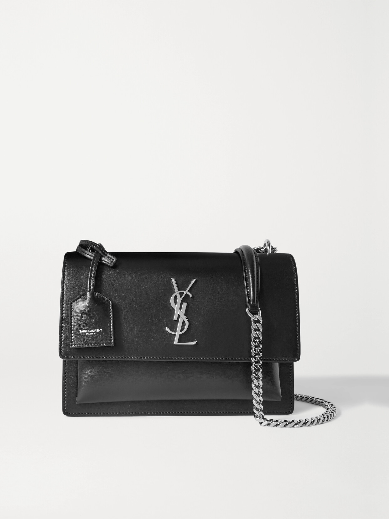 Saint Laurent Sunset Medium Leather Shoulder Bag In Black