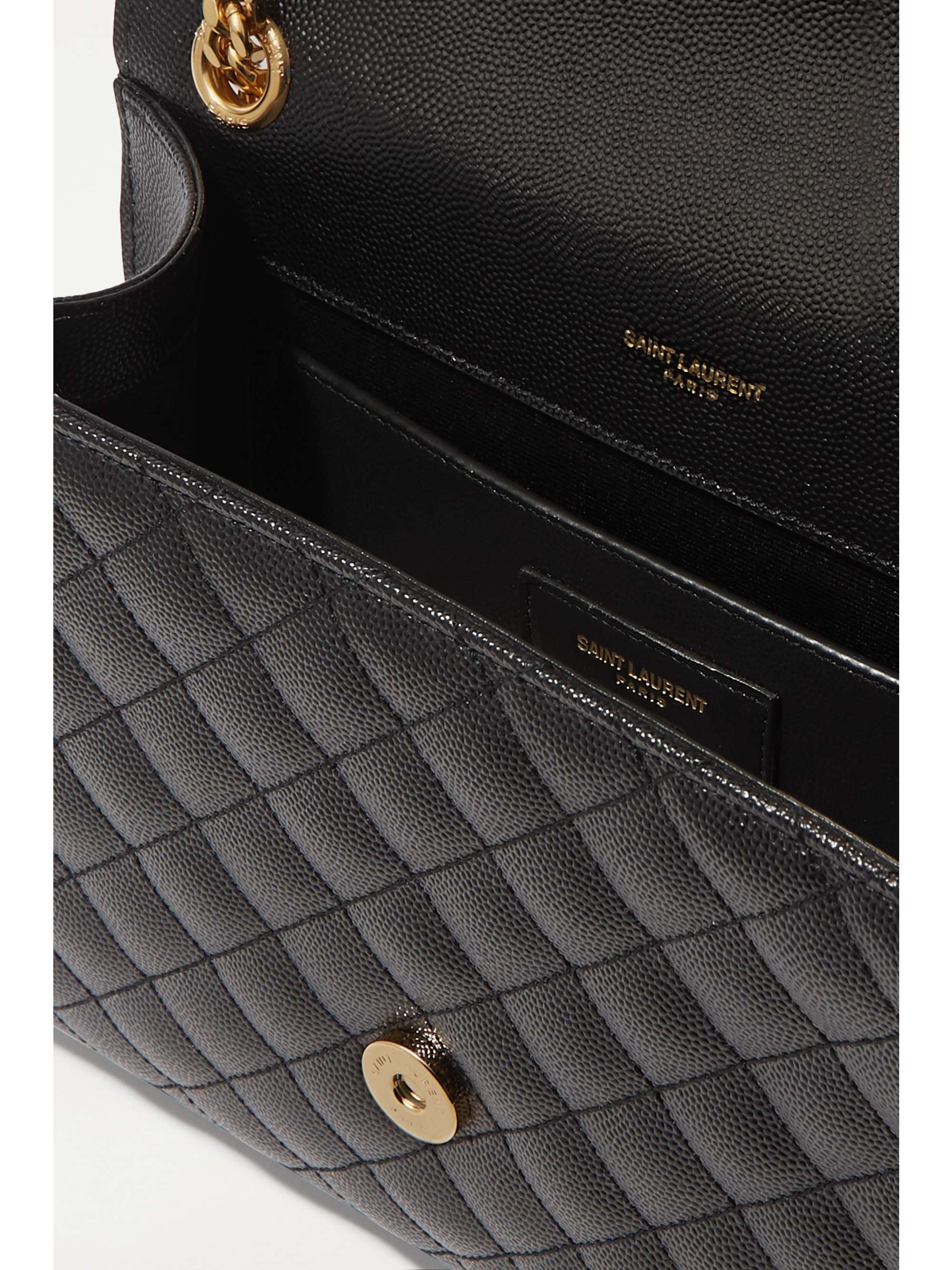 SAINT LAURENT Envelope medium quilted textured-leather shoulder