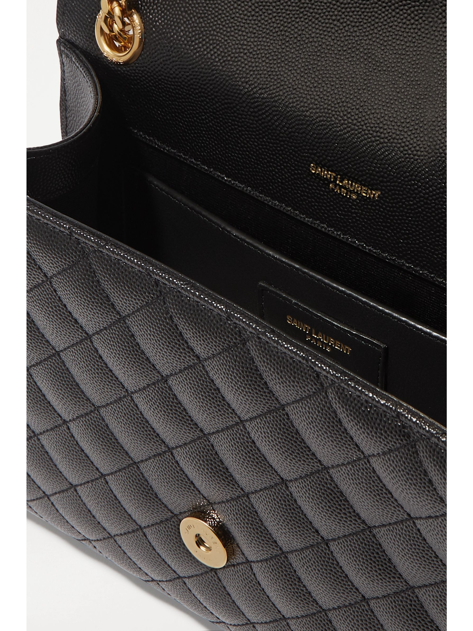 saint laurent envelope quilted textured leather shoulder bag