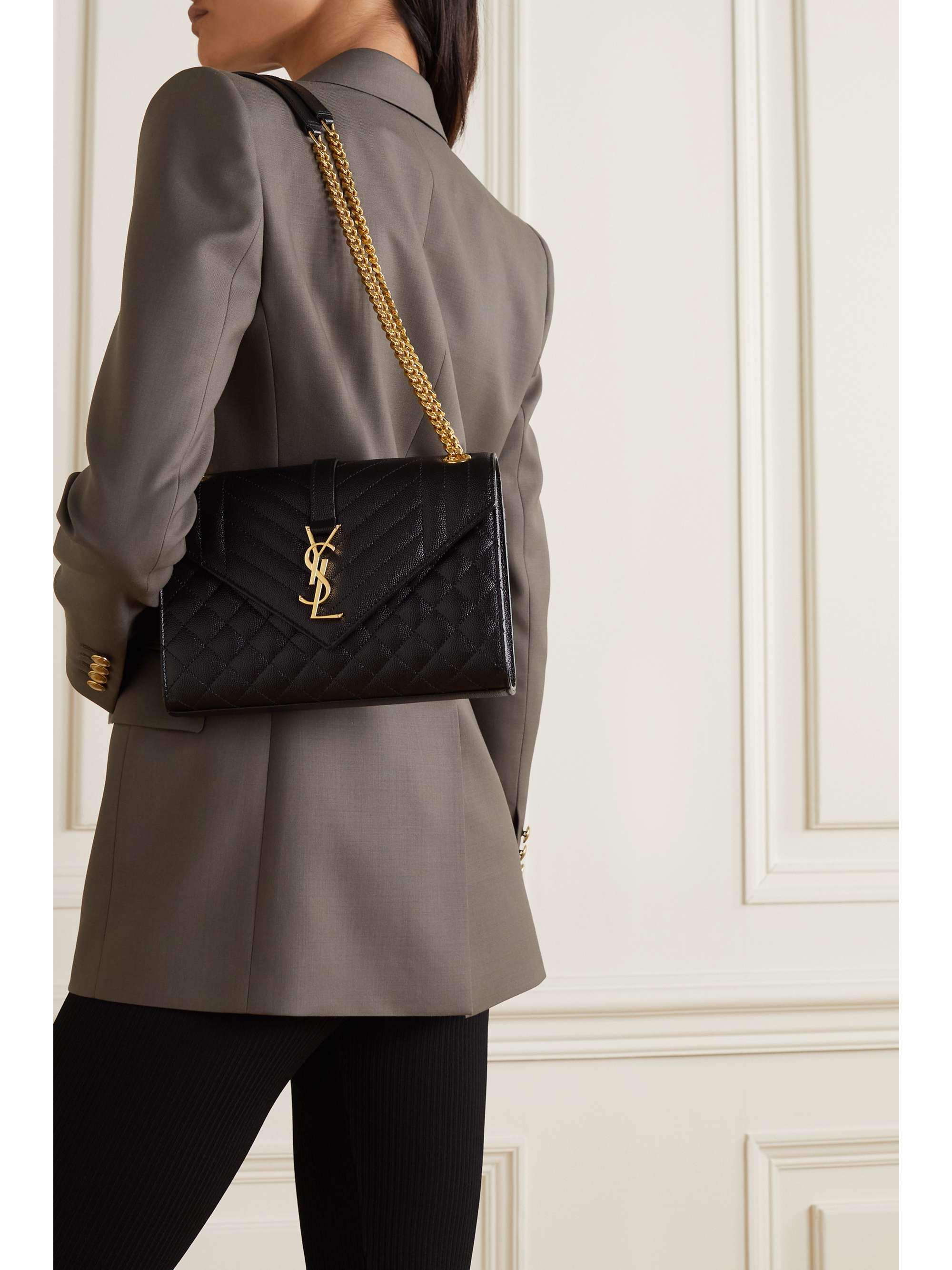 Saint Laurent Envelope Medium Quilted Shoulder Bag