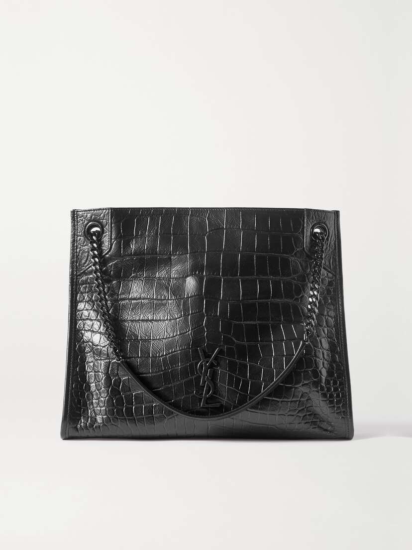 Saint Laurent Niki Medium Crinkled Croc-effect Leather Tote