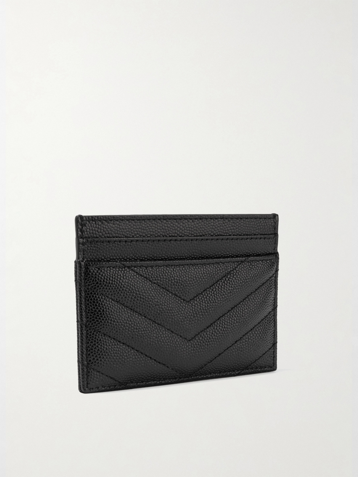 Saint Laurent Monogramme Quilted Textured-leather Cardholder In Black