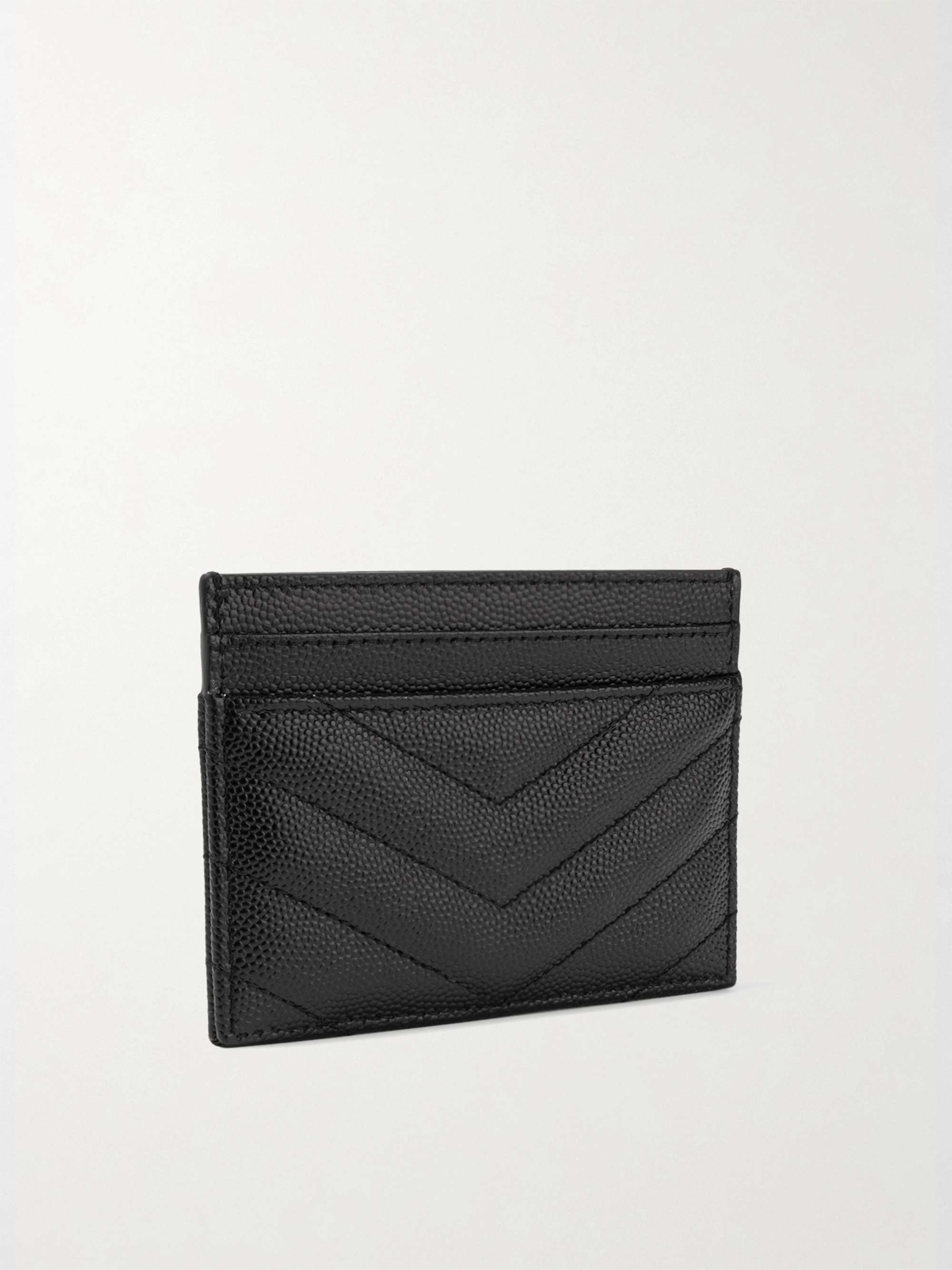 SAINT LAURENT Monogramme quilted textured-leather cardholder
