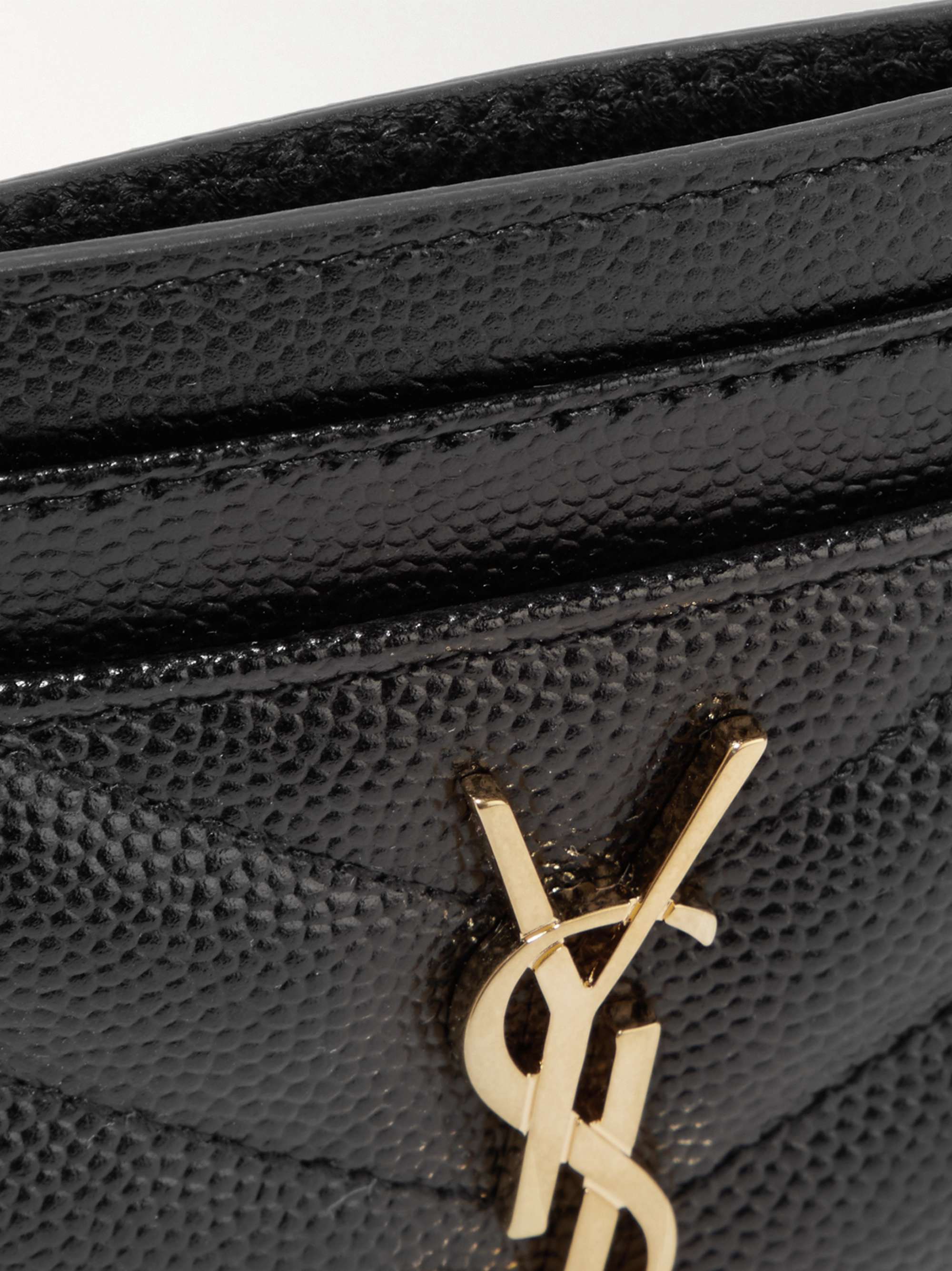 SAINT LAURENT Monogramme quilted textured-leather cardholder