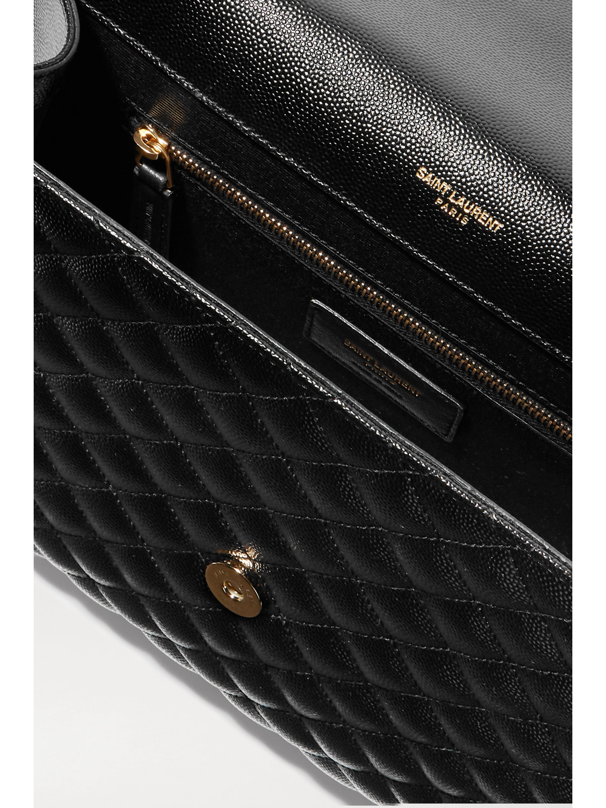 Saint Laurent Envelope Large Quilted Texturedleather Shoulder Bag In