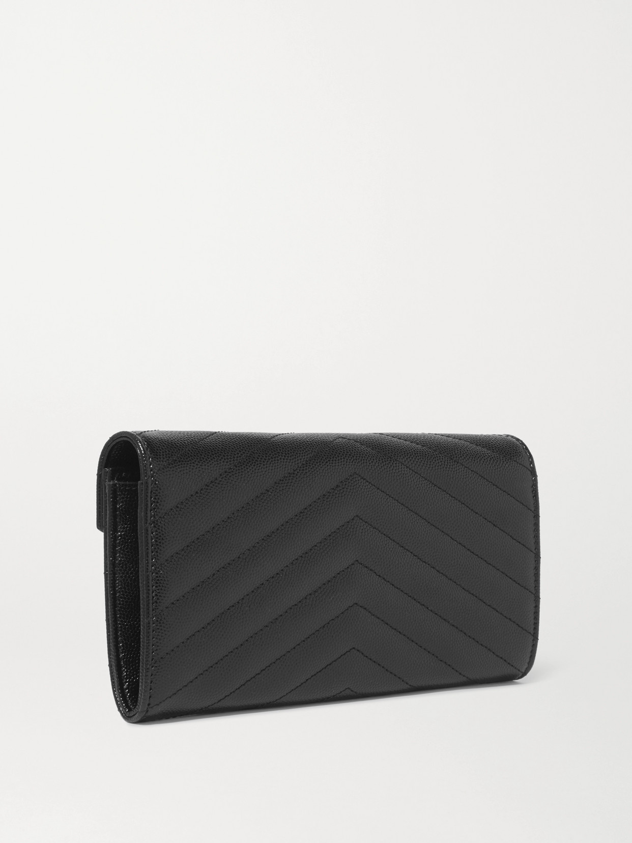 Shop Saint Laurent Monogramme Quilted Textured-leather Wallet In Black