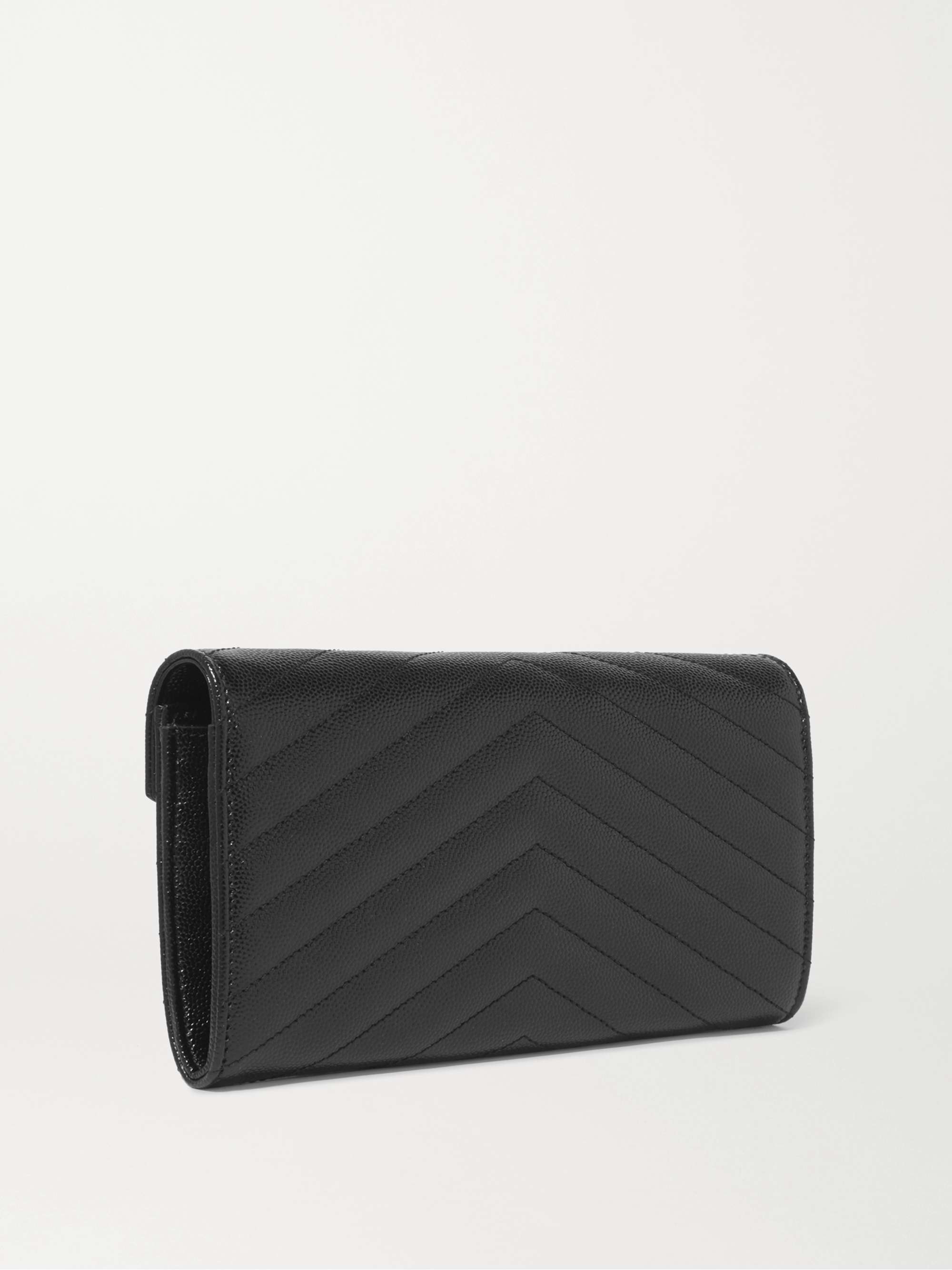 SAINT LAURENT Monogramme quilted textured-leather wallet