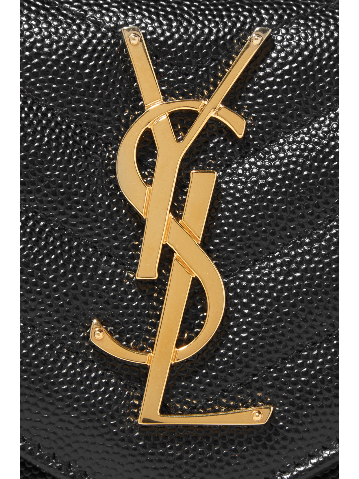 Shop Saint Laurent Monogramme Quilted Textured-leather Wallet In Black