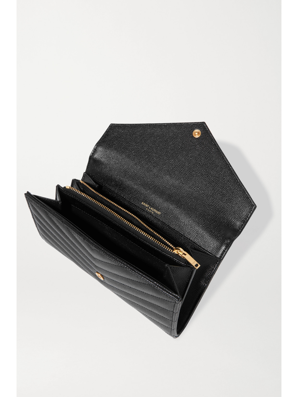 Saint Laurent Monogramme Quilted Textured-leather Wallet In Black
