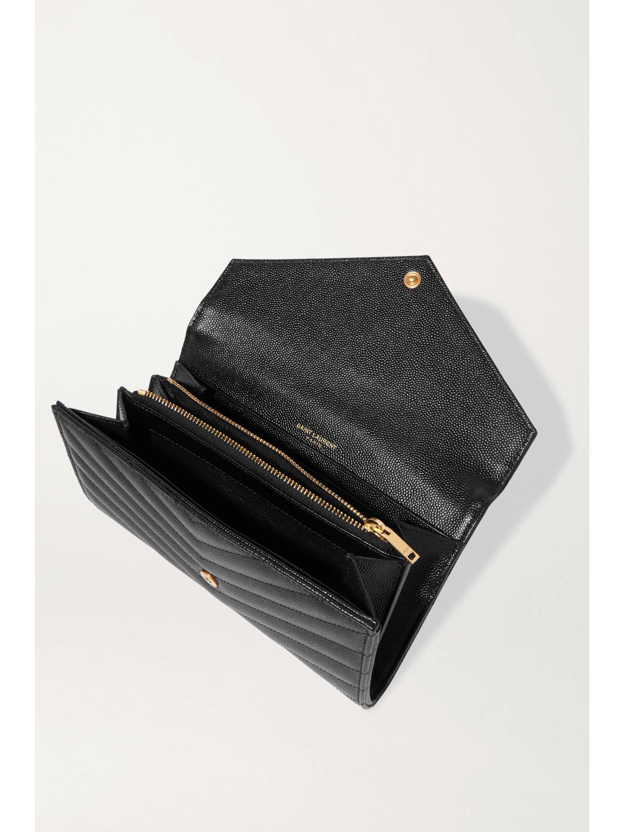 SAINT LAURENT Monogramme quilted textured-leather wallet