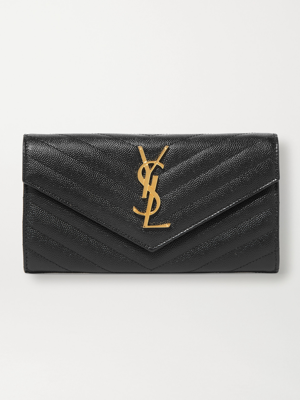 Shop Saint Laurent Monogramme Quilted Textured-leather Wallet In Black