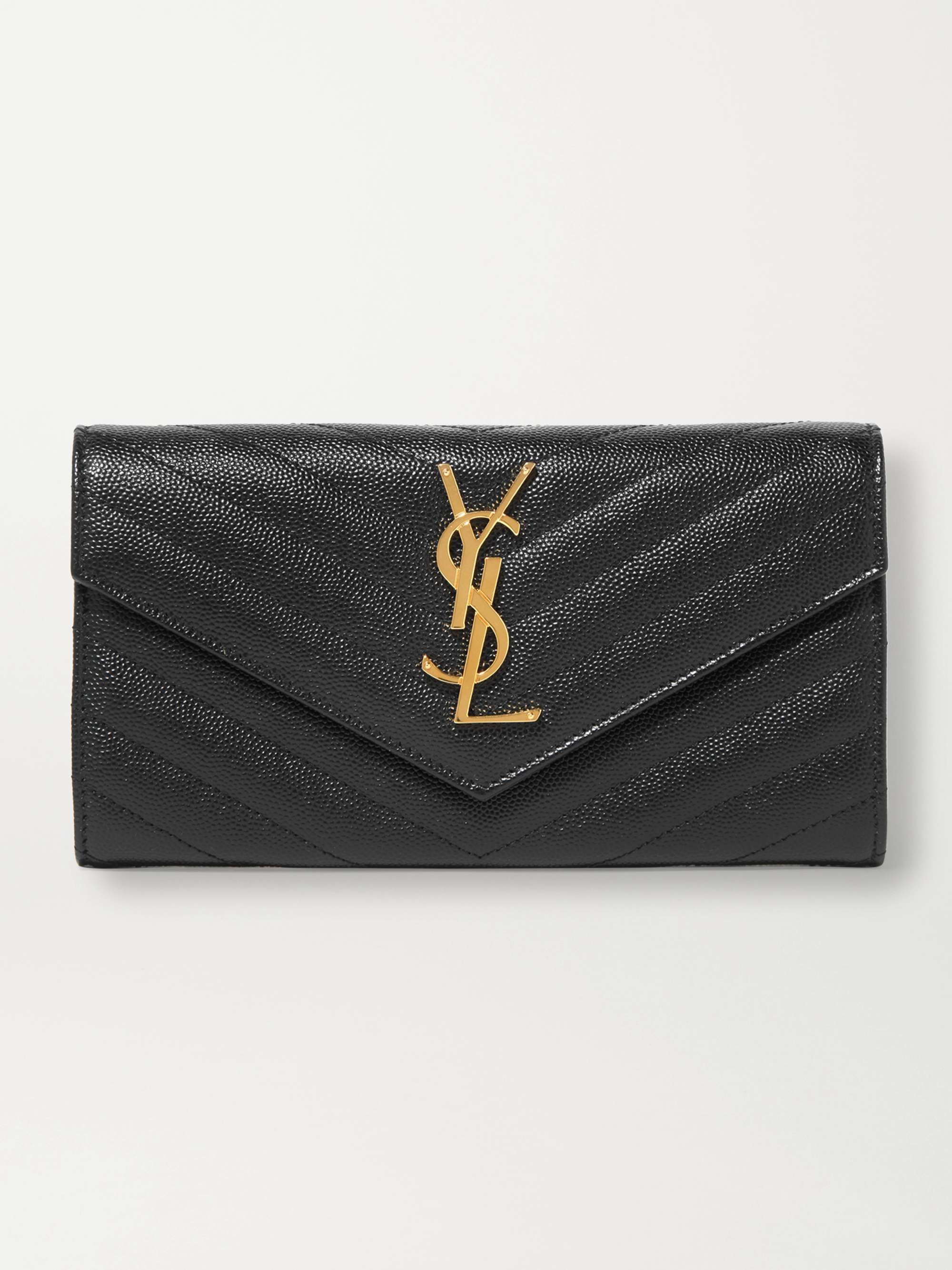 SAINT LAURENT Monogramme quilted textured-leather wallet