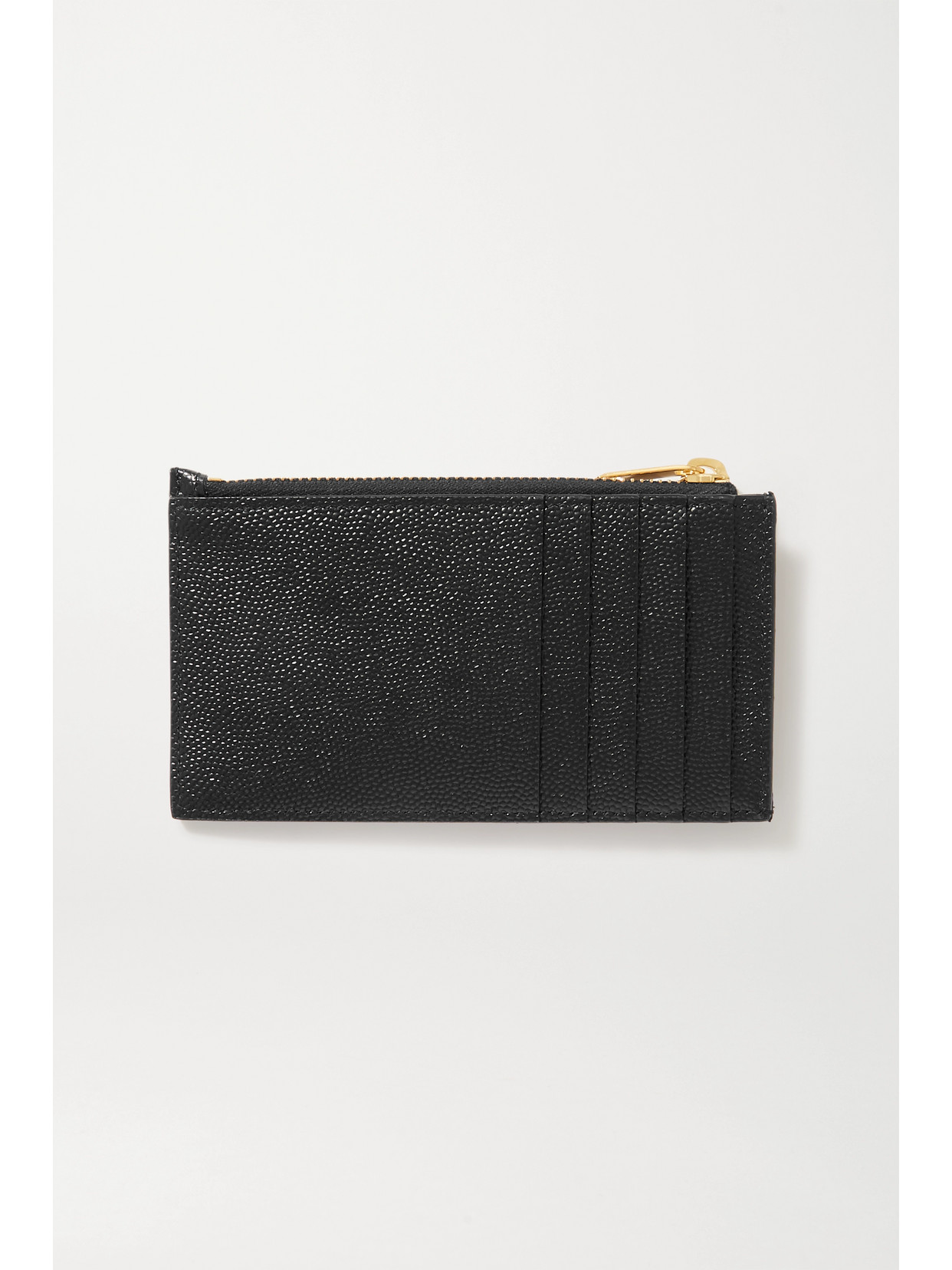 Shop Saint Laurent Monogramme Small Quilted Textured-leather Wallet In Black