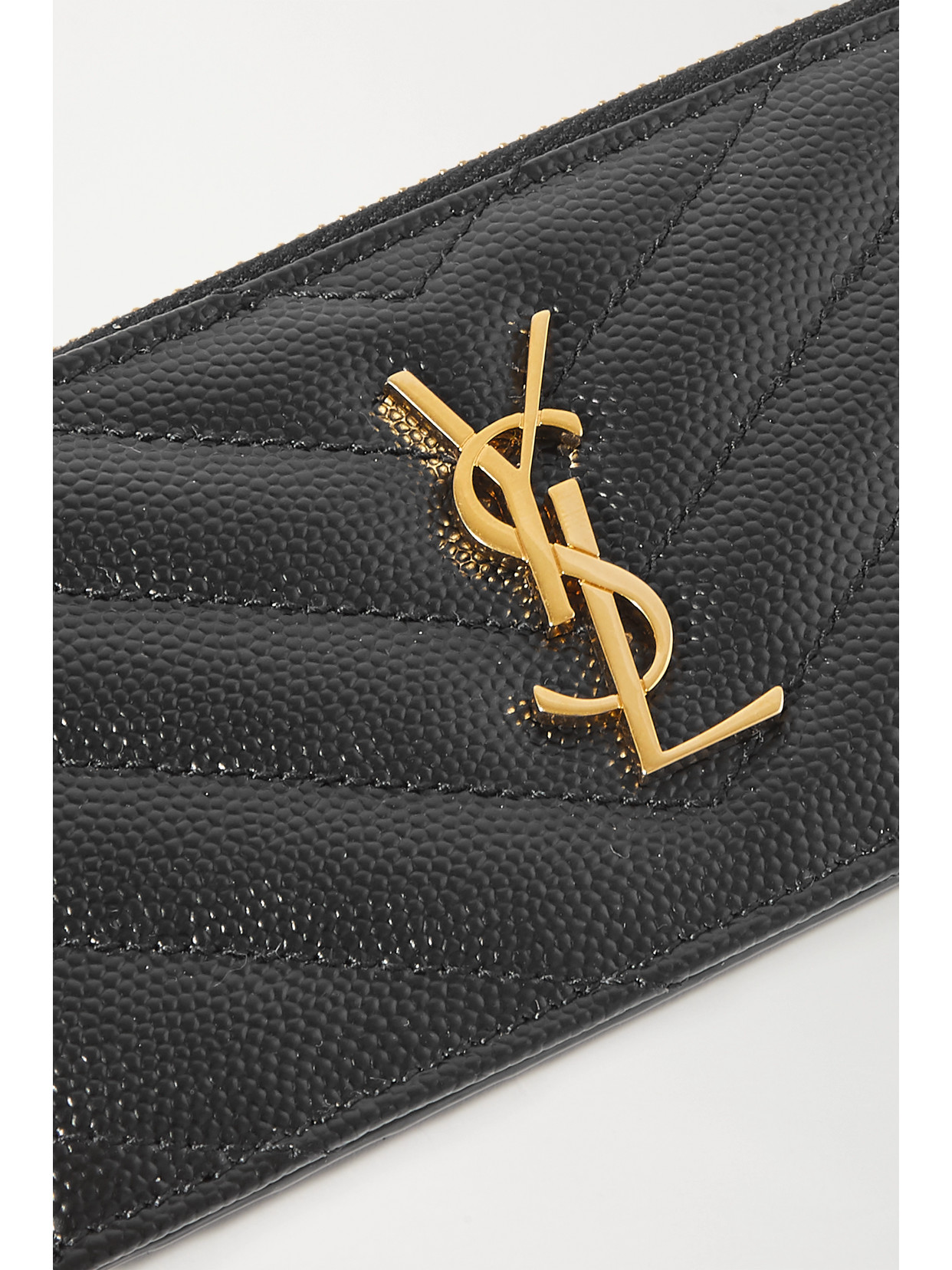 Shop Saint Laurent Monogramme Small Quilted Textured-leather Wallet In Black