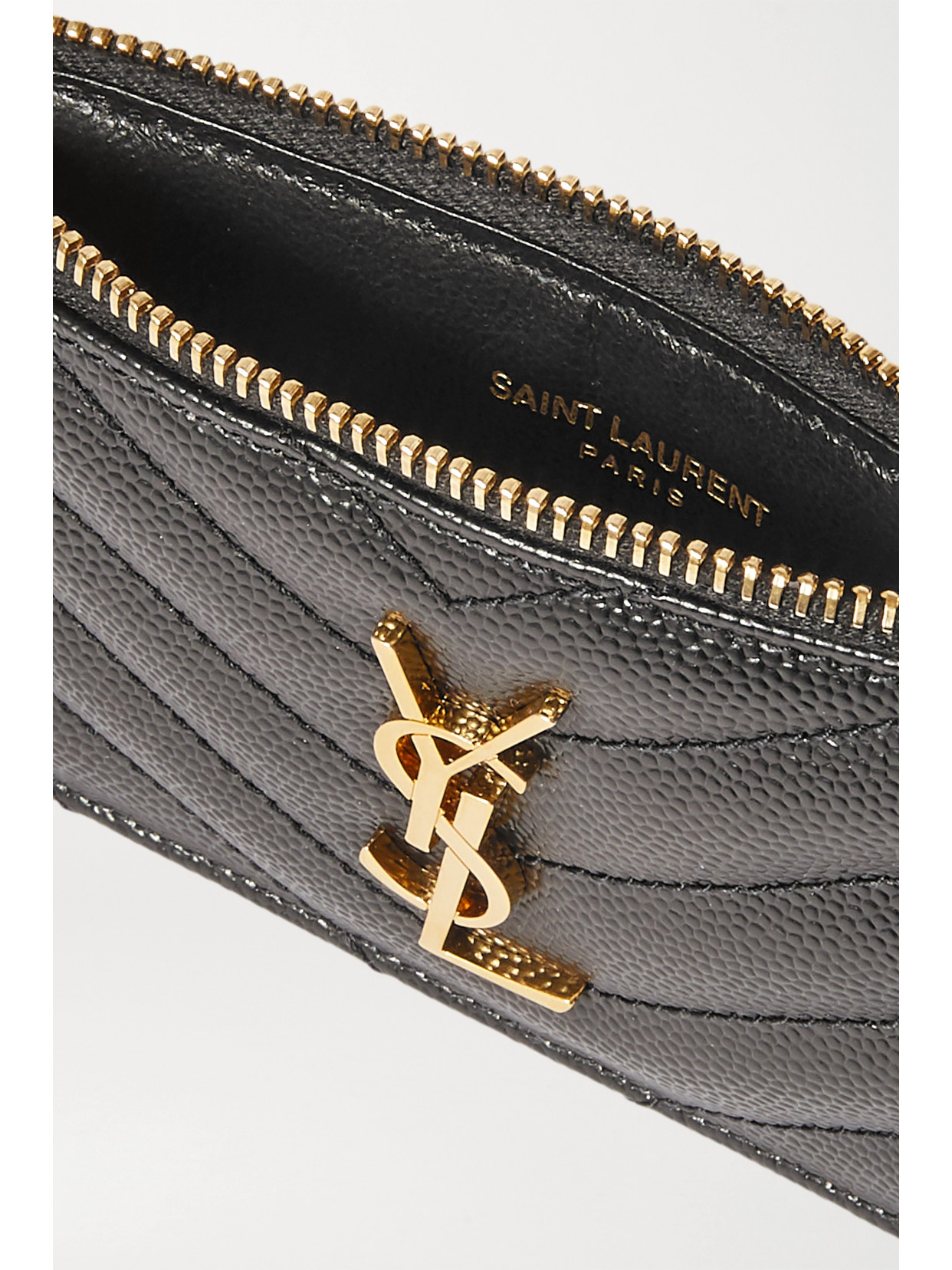 Saint Laurent Monogramme Small Quilted Textured-leather Wallet In Black