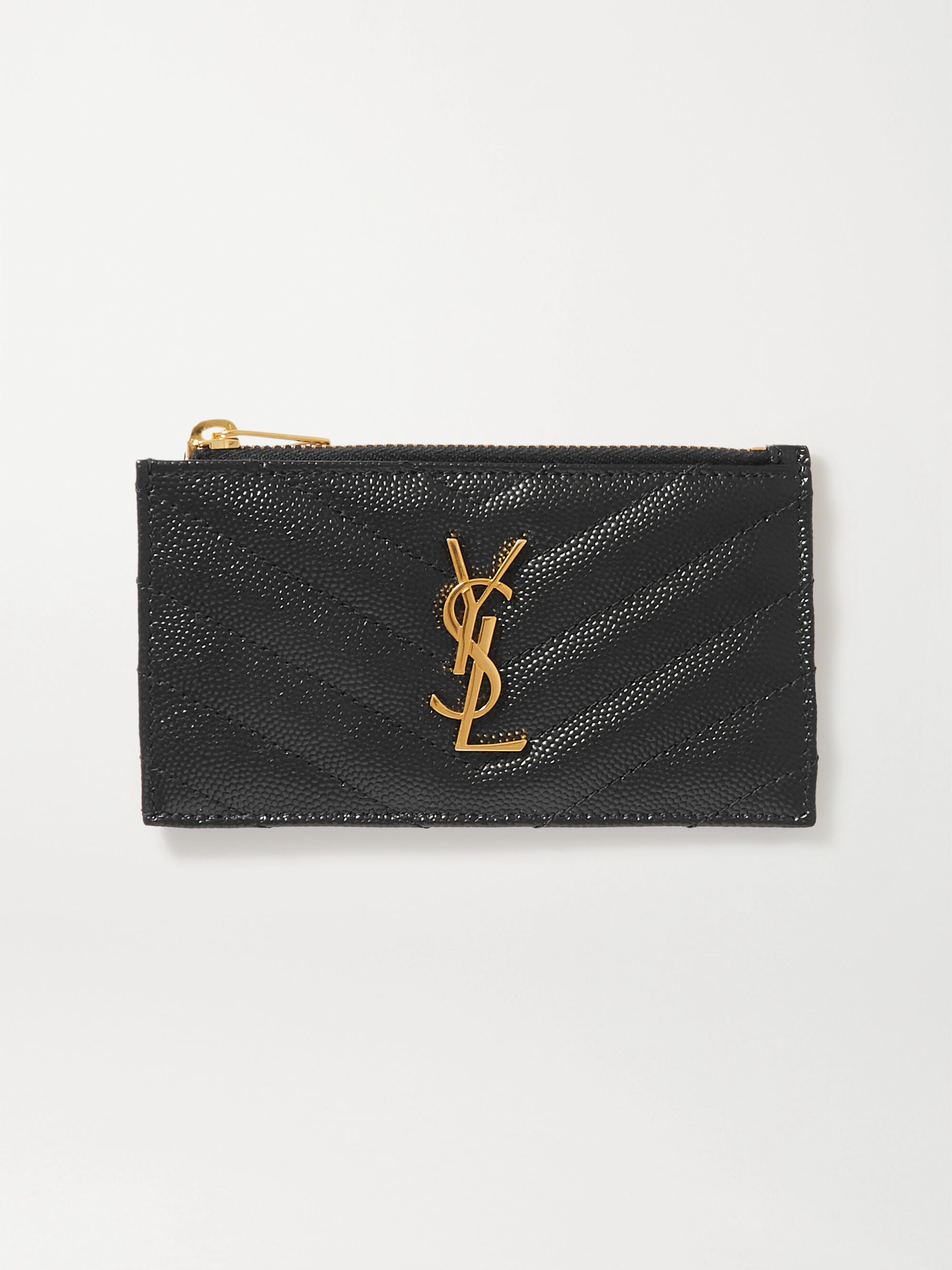 Monogramme small quilted textured-leather wallet - black - One Size