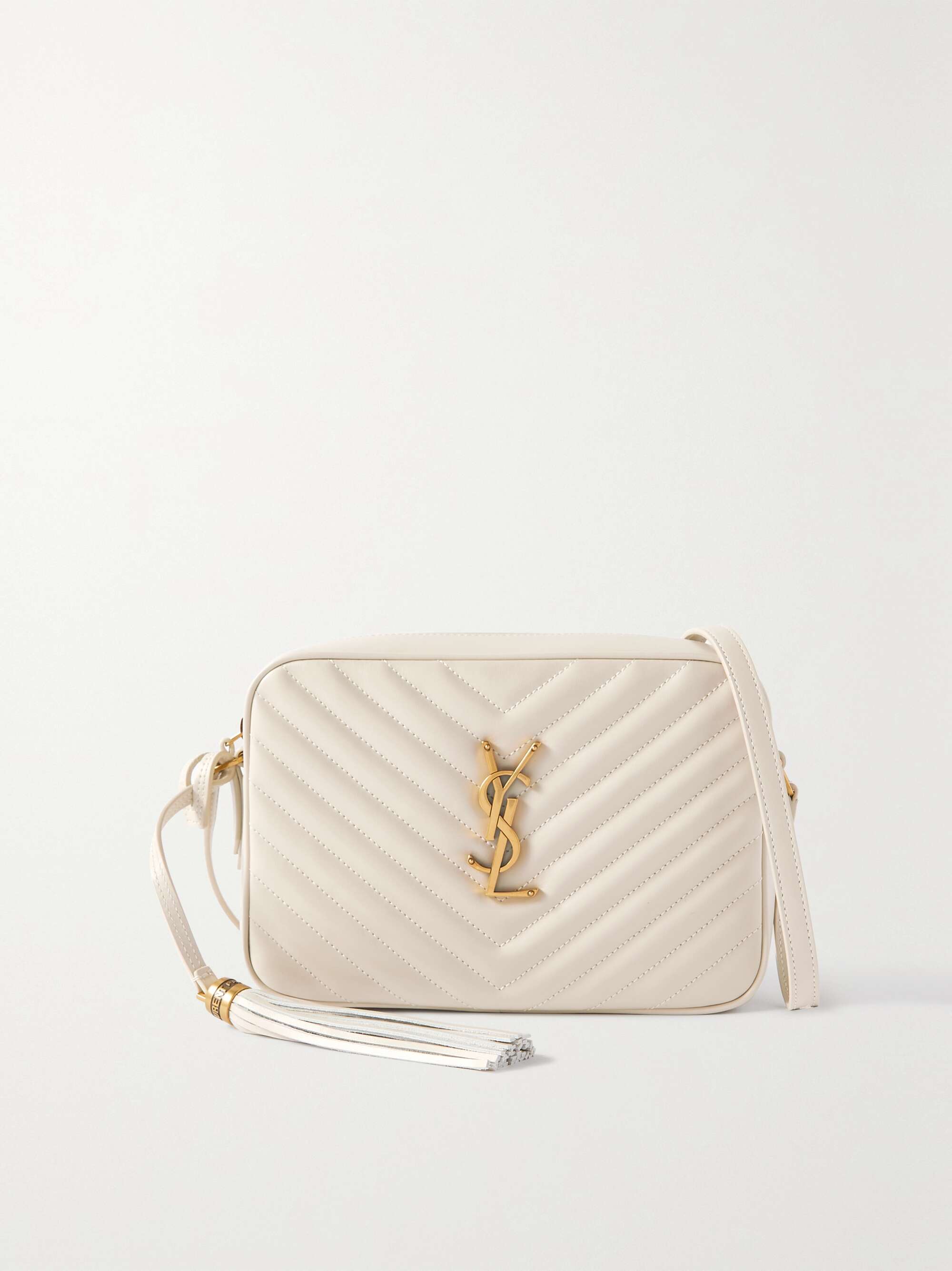 Lou Quilted Leather Camera Bag in White - Saint Laurent