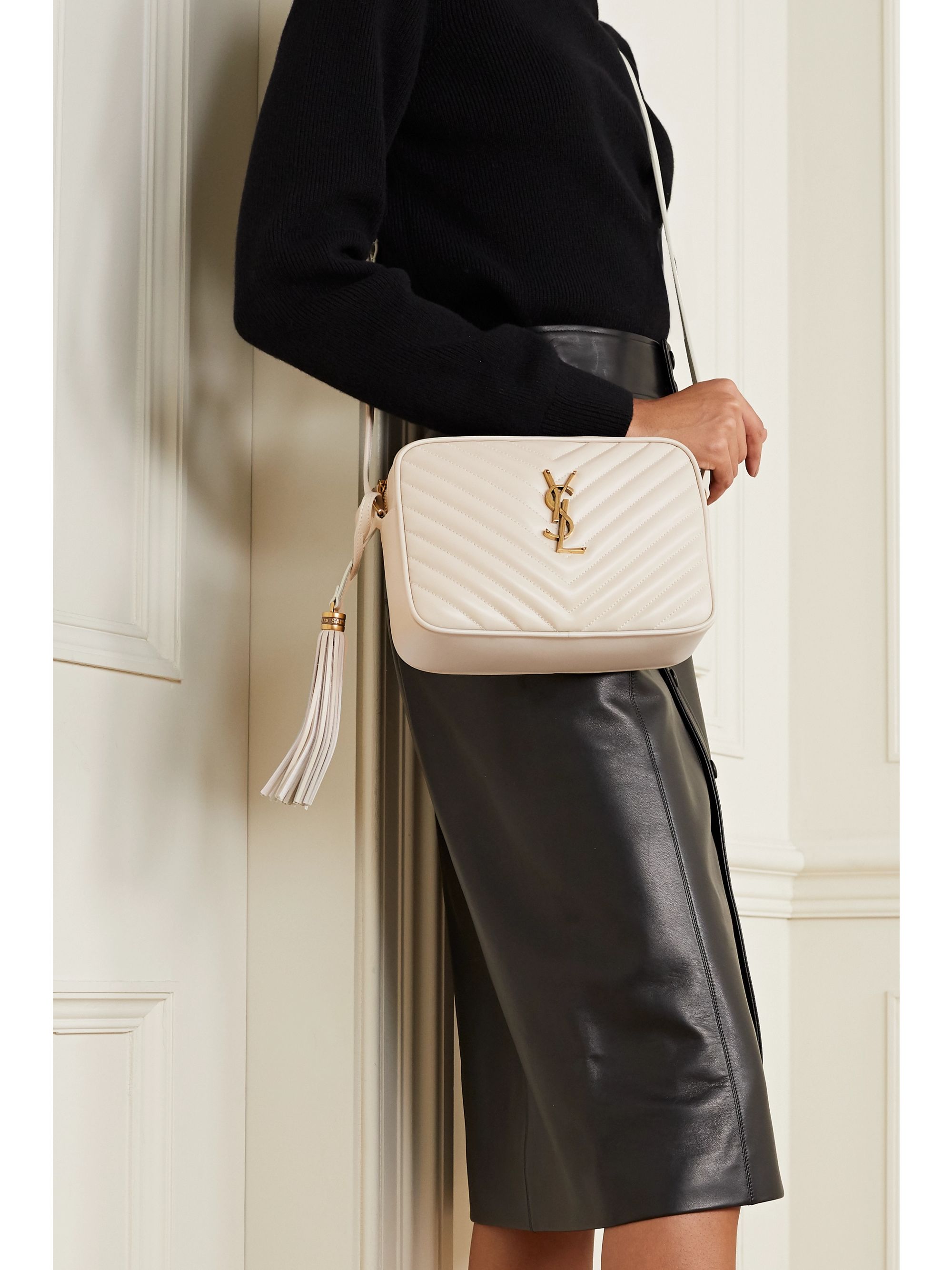 Offwhite Lou medium quilted leather shoulder bag SAINT LAURENT NET