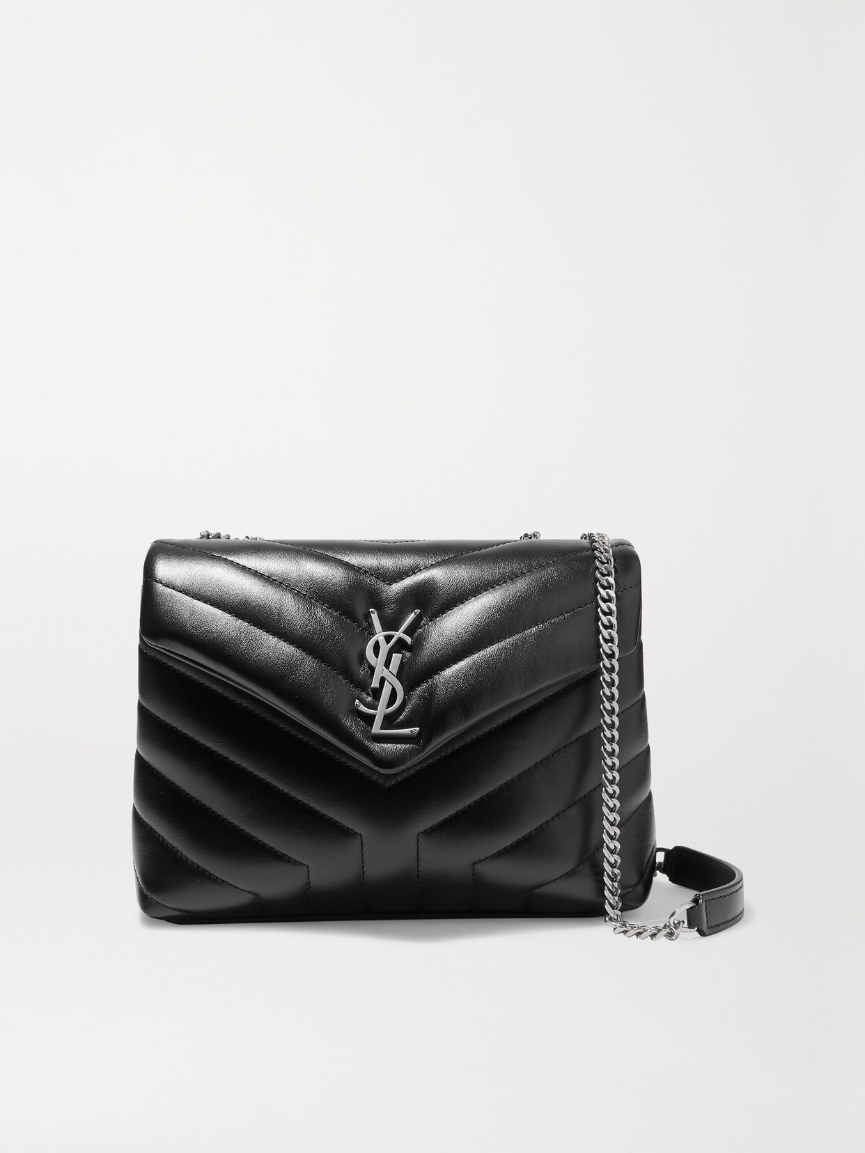 Saint Laurent Loulou Small Quilted Leather Shoulder Bag In Black