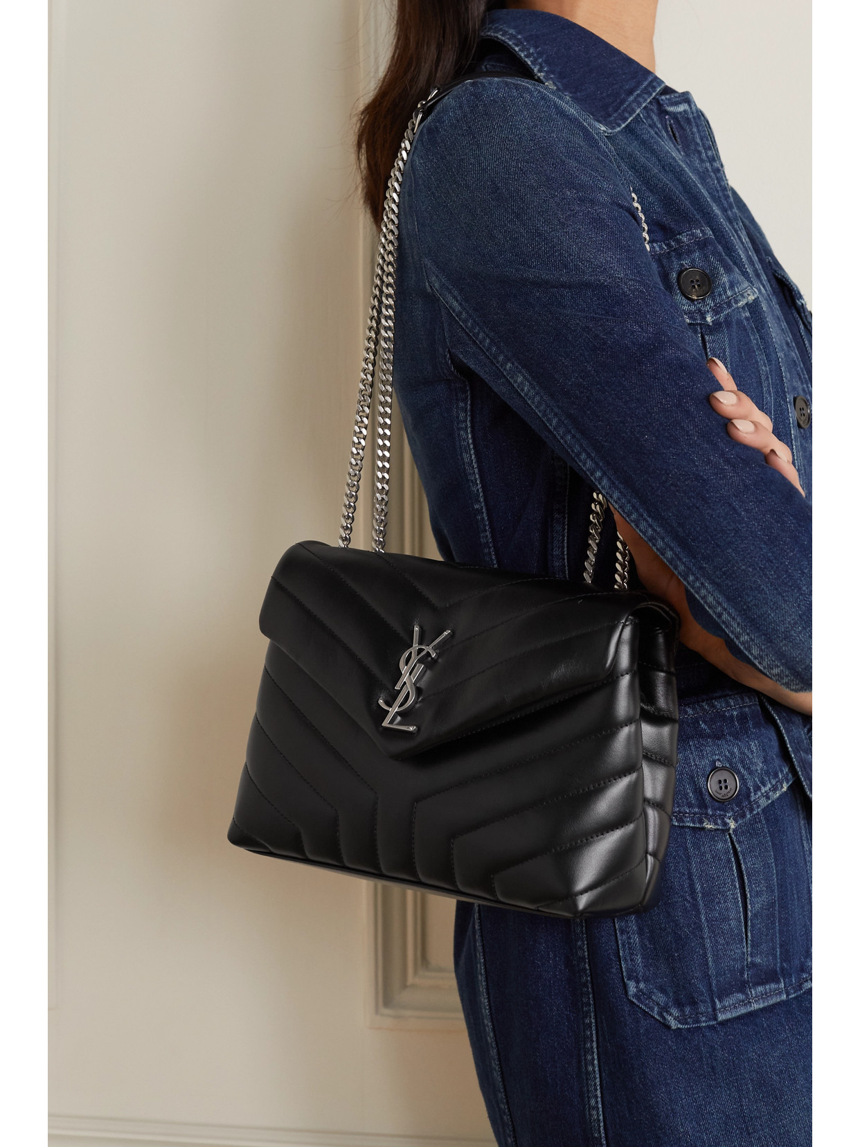 Saint Laurent Loulou Small Quilted Leather Shoulder Bag In Black