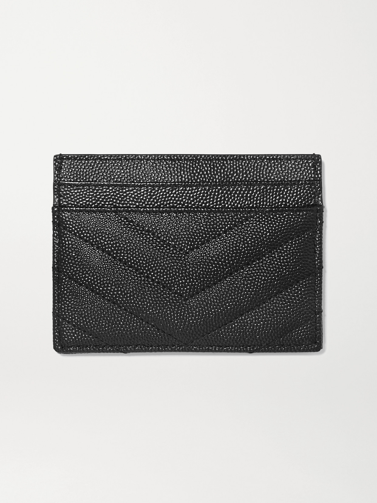 Saint Laurent Monogramme Quilted Textured-leather Cardholder In Black