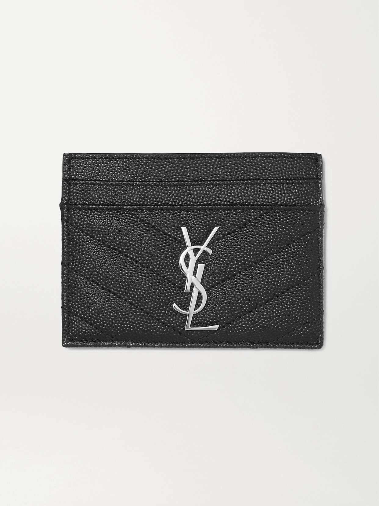 Saint Laurent Monogramme Quilted Textured-leather Cardholder In Black