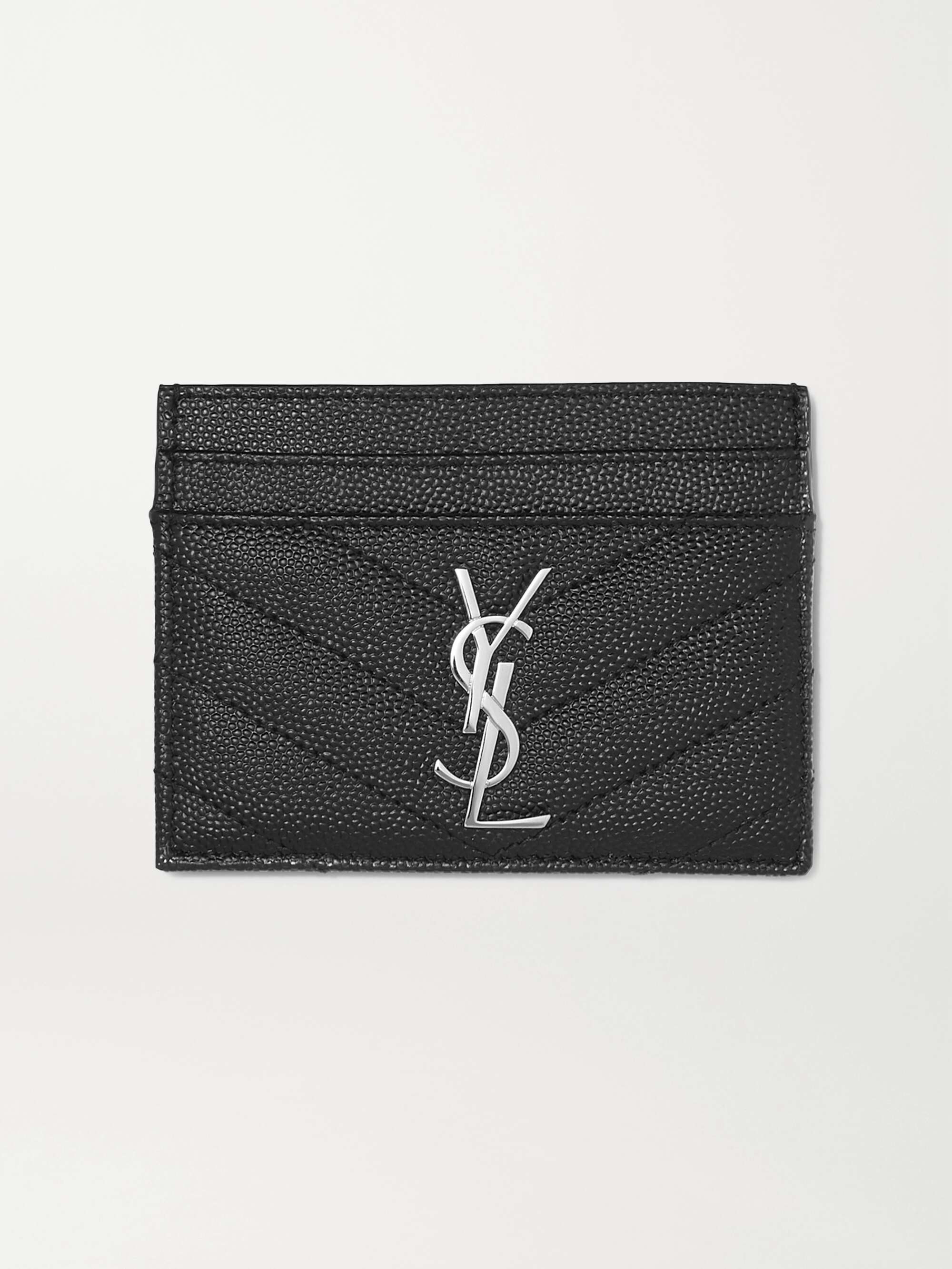 SAINT LAURENT Monogramme quilted textured-leather cardholder