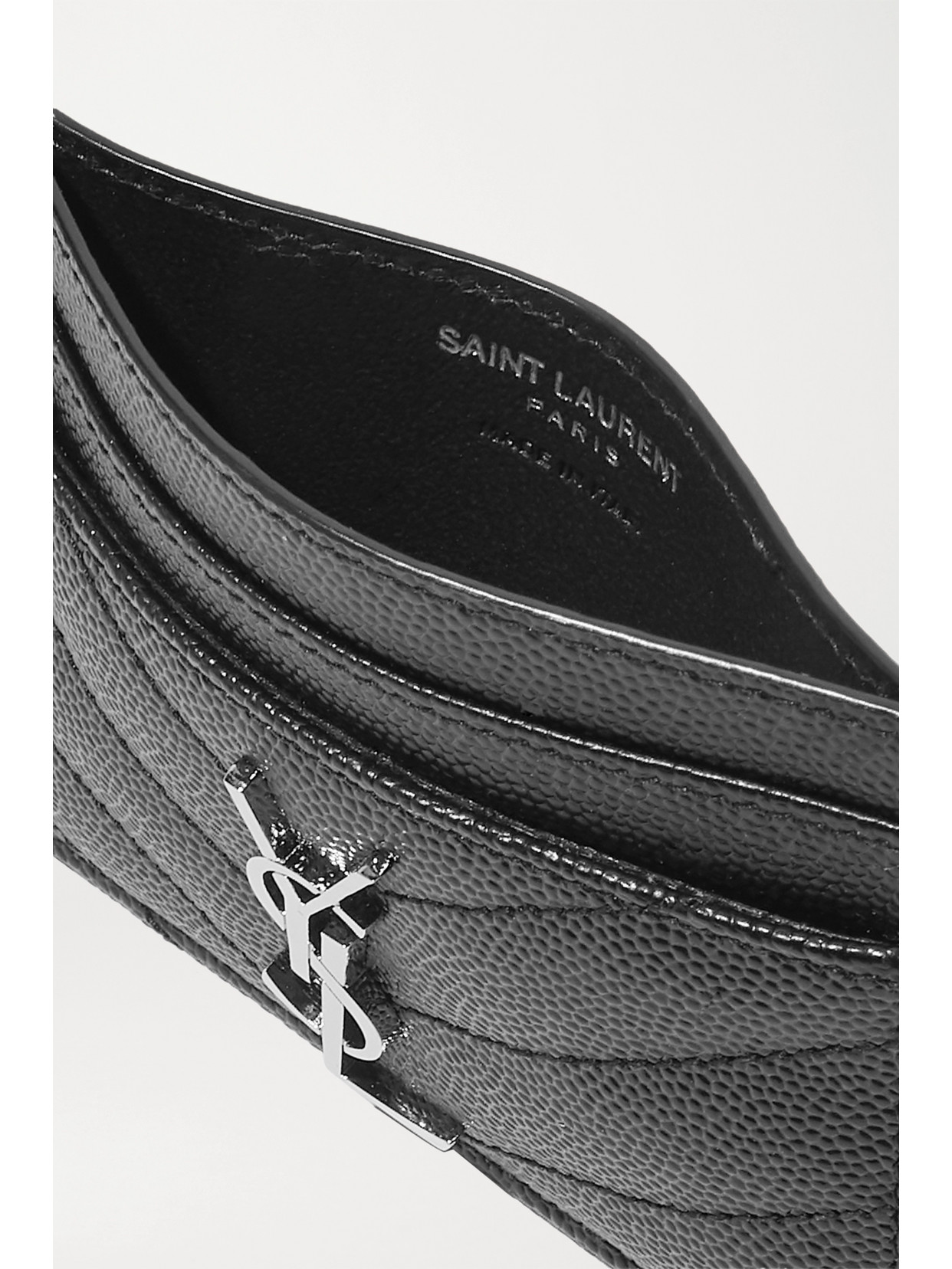 Saint Laurent Monogramme Quilted Textured-leather Cardholder In Black